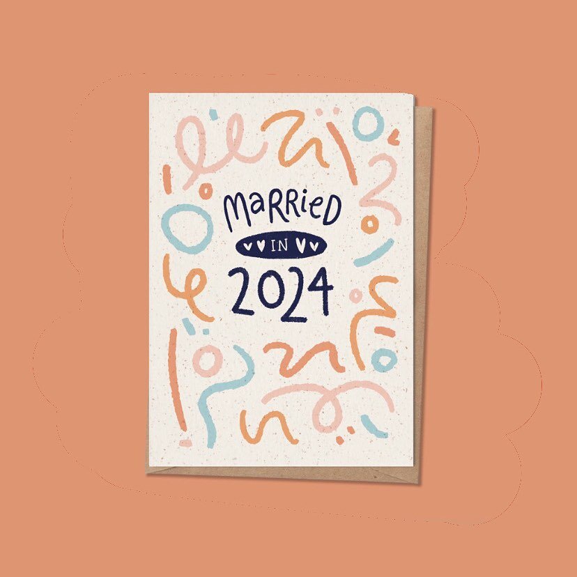 Who&rsquo;s got weddings to look forward to next year? I&rsquo;ve got your back with a new selection of 2024 wedding cards. These are fun and playful and will stand out on the mantle for sure! 

Available on @etsy @thortful ✨ #2024wedding #gettingmar