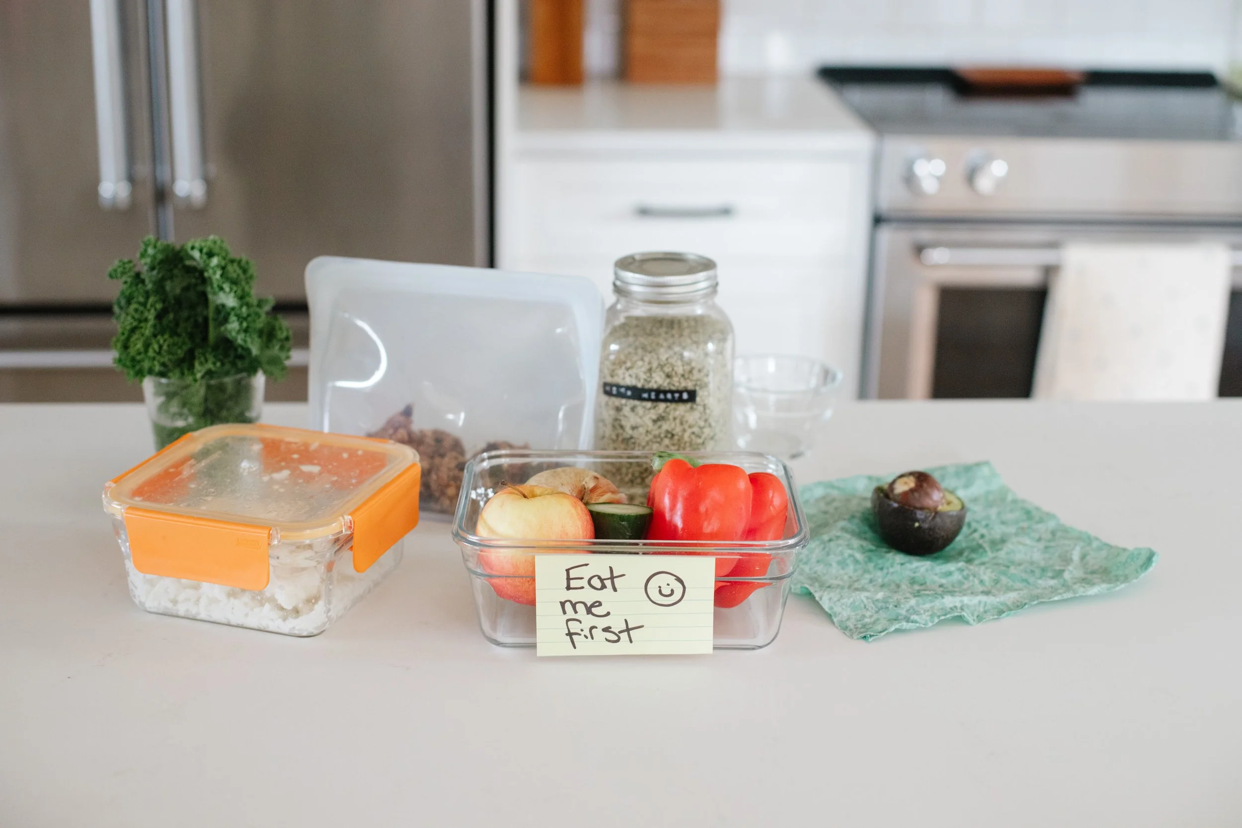 Food storage containers on counter
