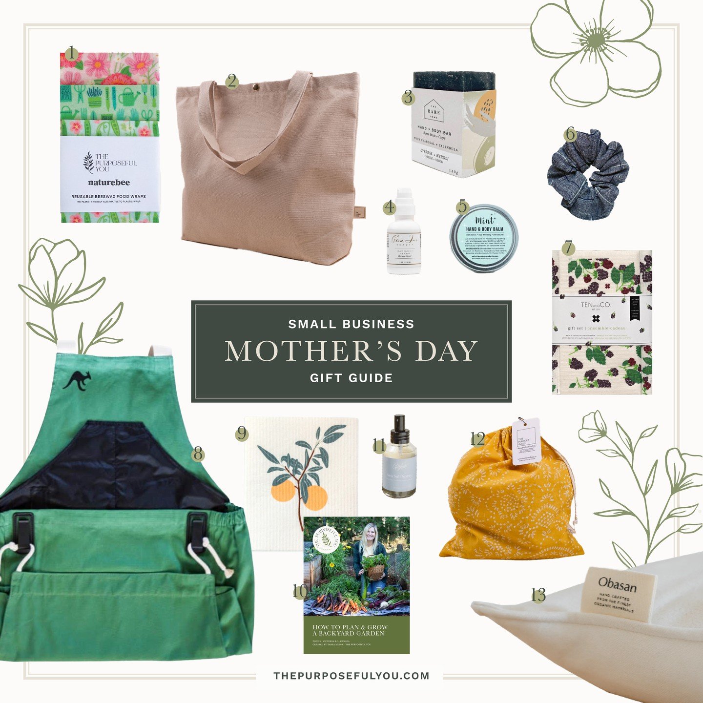 💐 Mother&rsquo;s Day is coming up FAST, so it&rsquo;s time to start thinking about shopping for mom!⁠
⁠
I&rsquo;ve created not one, but TWO gift guides just for you, including some of my fave small businesses like @naturebeegoods, @therooapron, @oba