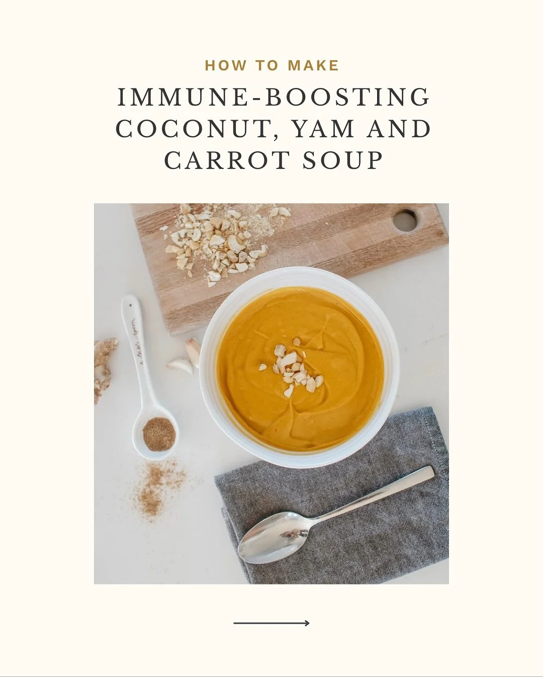 🍠 Soup season is here!
And along with soup season, comes cold & flu season. Make this immune-boosting coconut, yam and carrot soup this fall to use up some of your garden goodness, while enjoying a delicious, hearty and healthy soup this fall!&