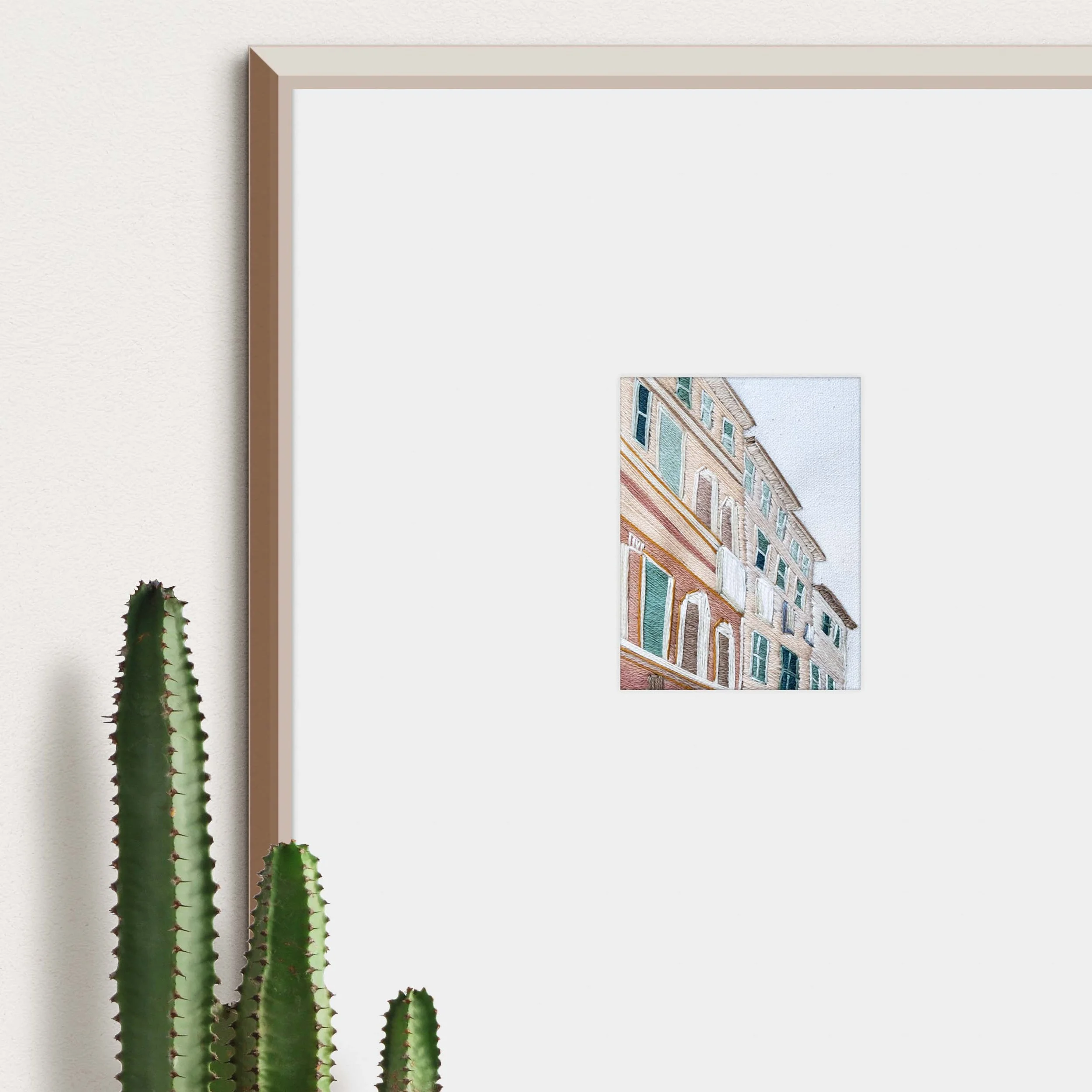 Original mixed media embroidery professionally framed.