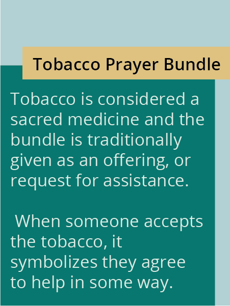 First side of tag for tobacco prayer bundle