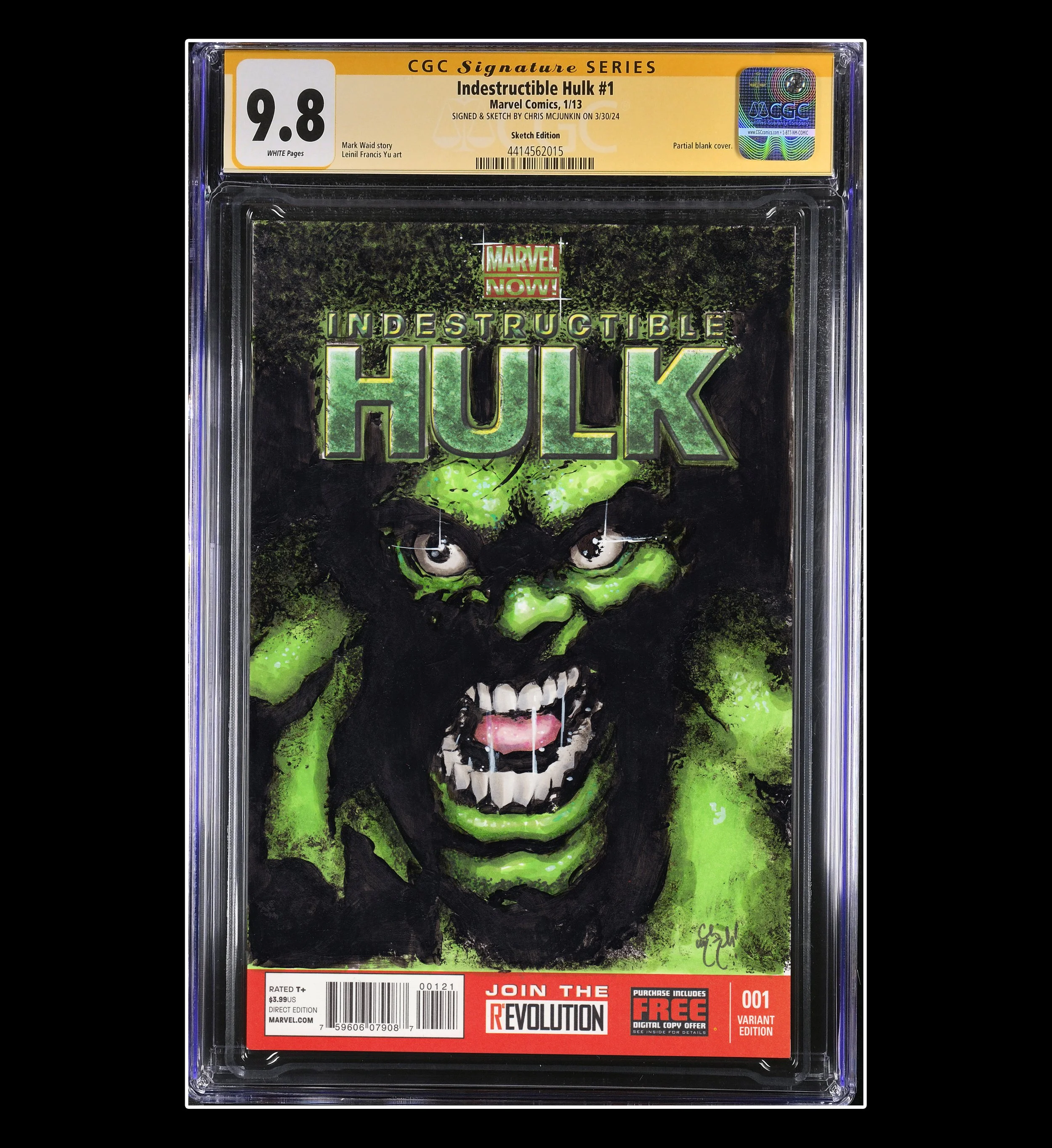 INDESTRUCTIBLE HULK #1 CGC GRADED SKETCH COVER
