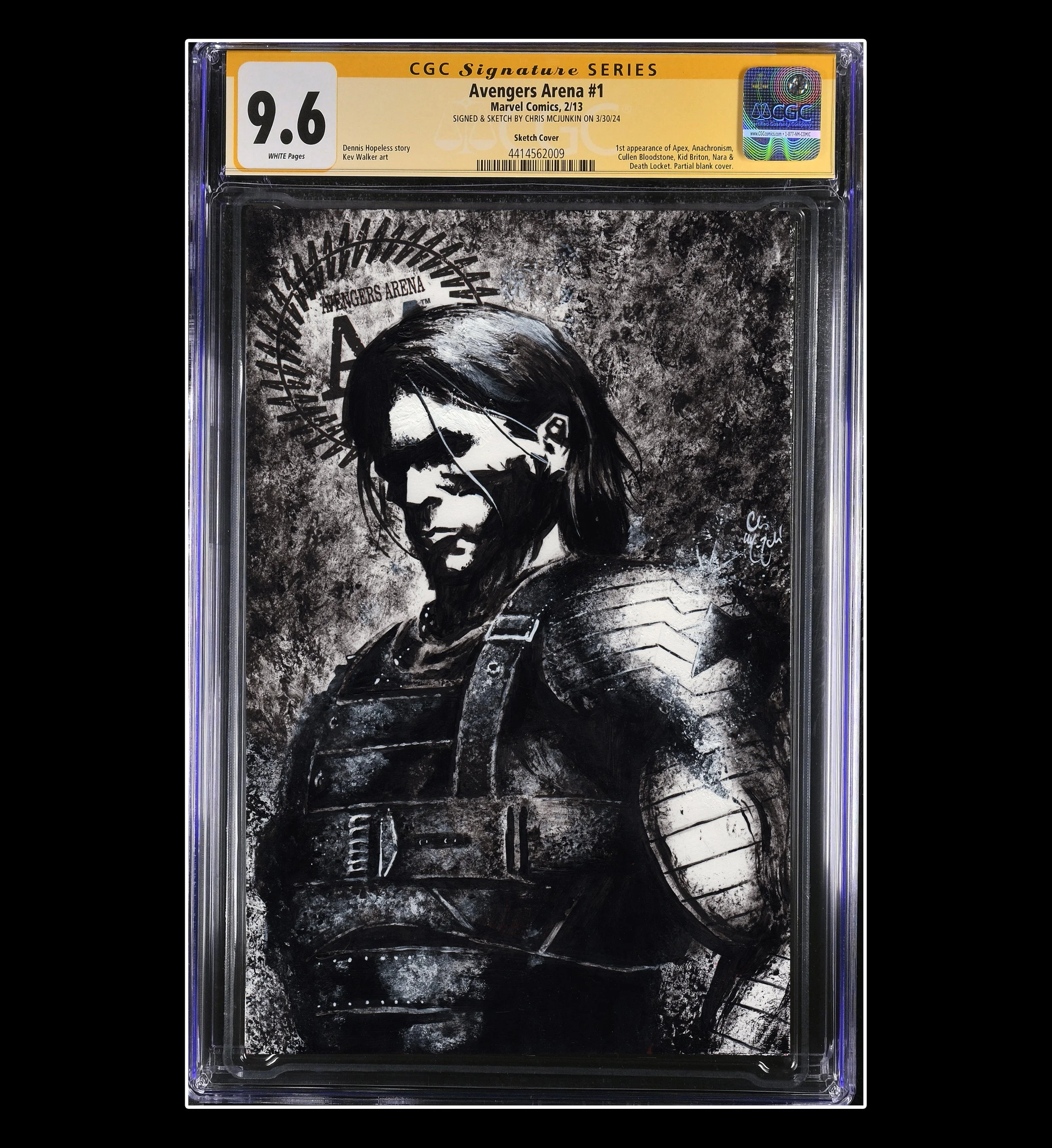 WINTER SOLDIER AVENGERS ARENA #1 CGC GRADED SKETCH COVER