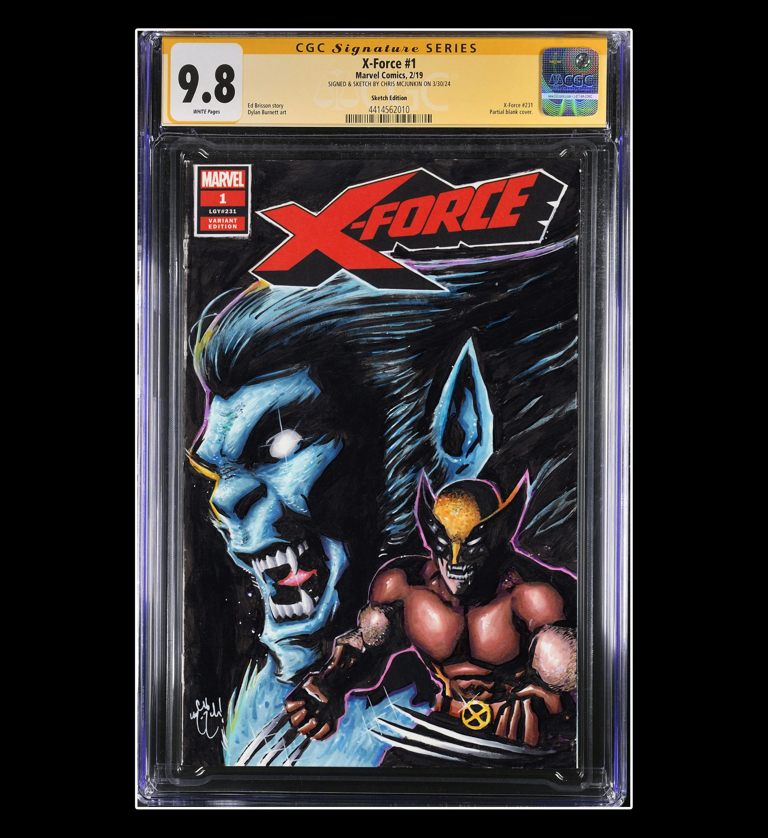 X-FORCE #1 BEAST AND WOLVERINE CGC GRADED SKETCH COVER