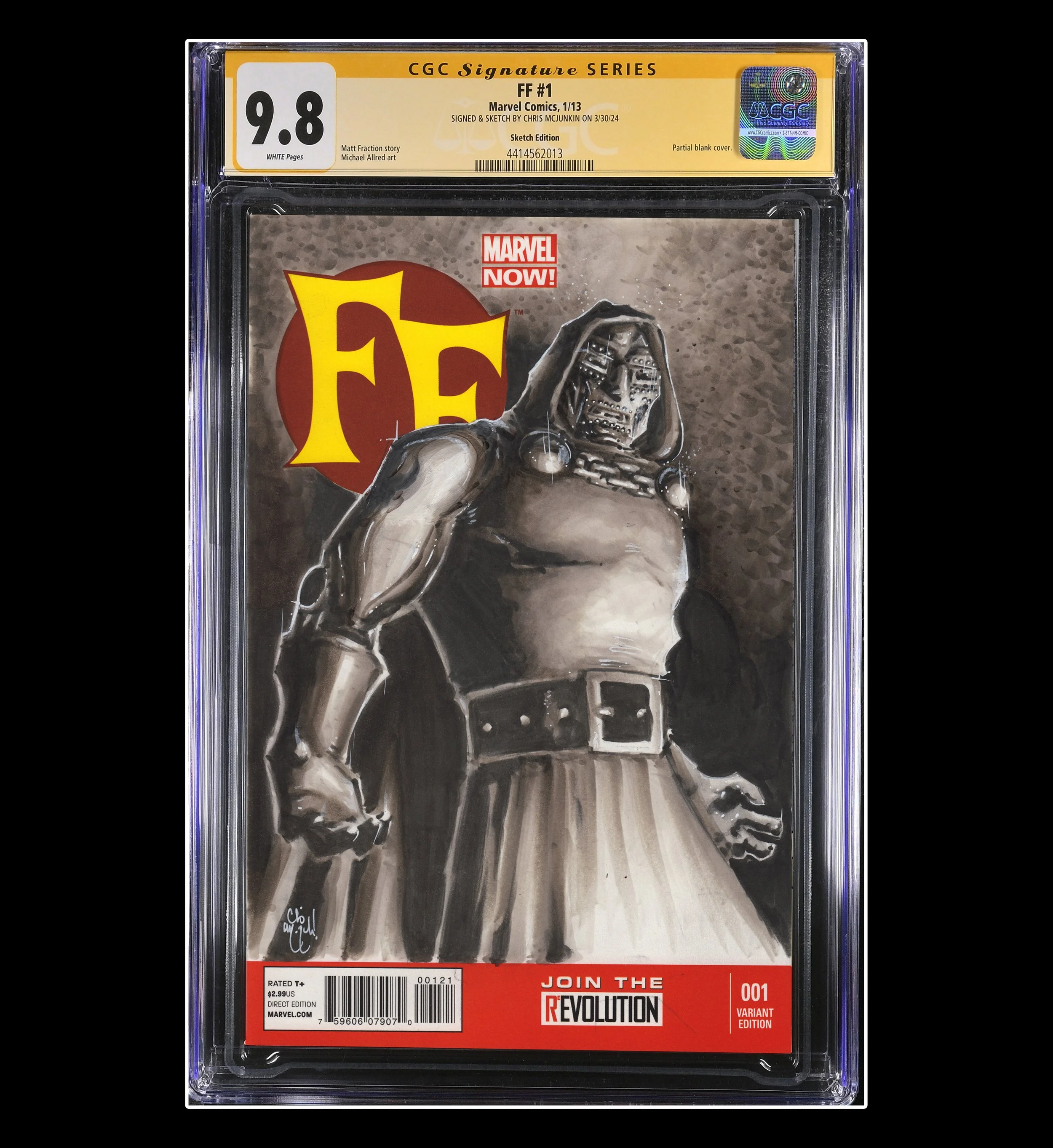 DOCTOR DOOM FANTASTIC FOUR FF #1 B CGC GRADED SKETCH COVER
