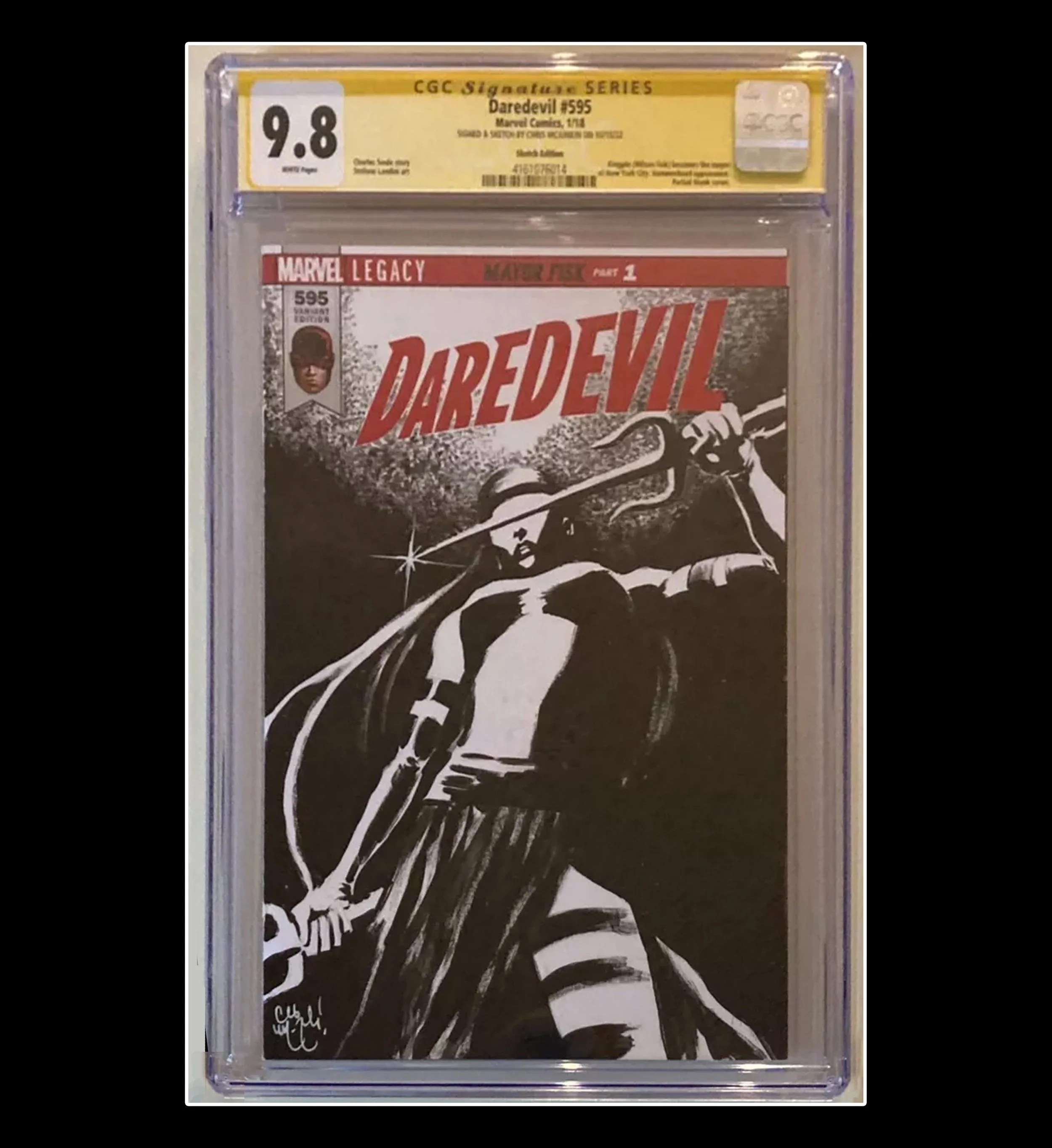 DAREDEVIL  #595 ELEKTRA PAINTED CGC GRADED SKETCH COVER