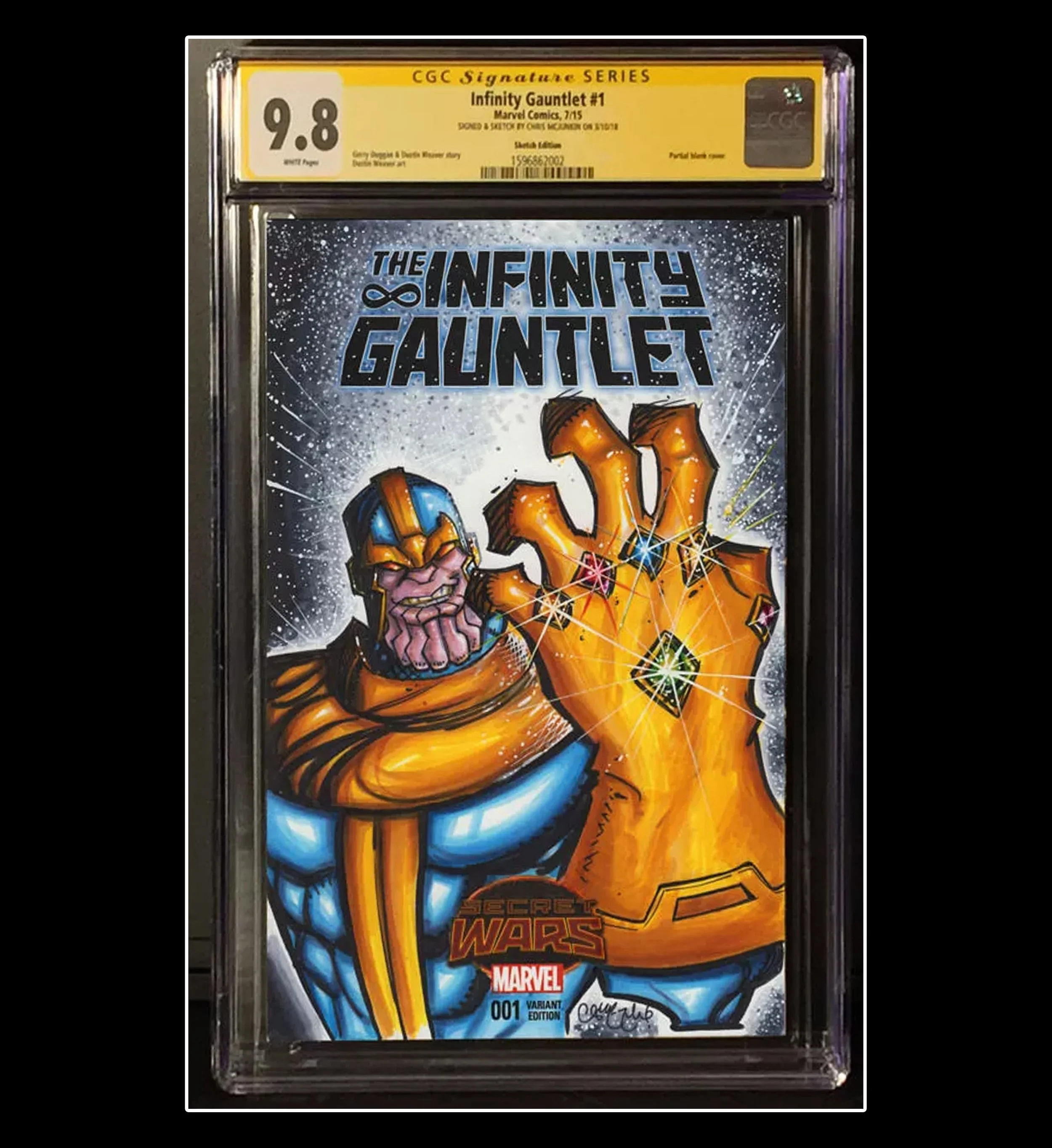 THANOS THE INFINITY GAUNTLET #1 CGC GRADED SKETCH COVER