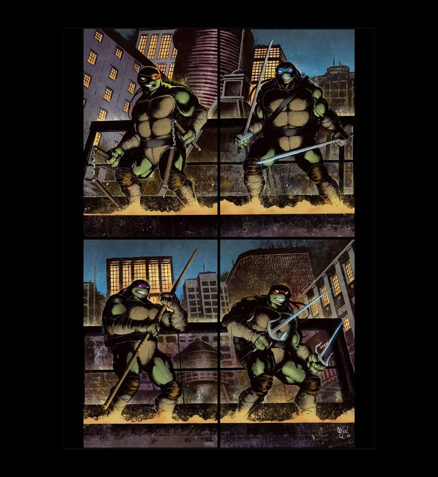 TEENAGE MUTANT NINJA TURTLES 4 SET BUNDLE 11x17 SIGNED PRINTS