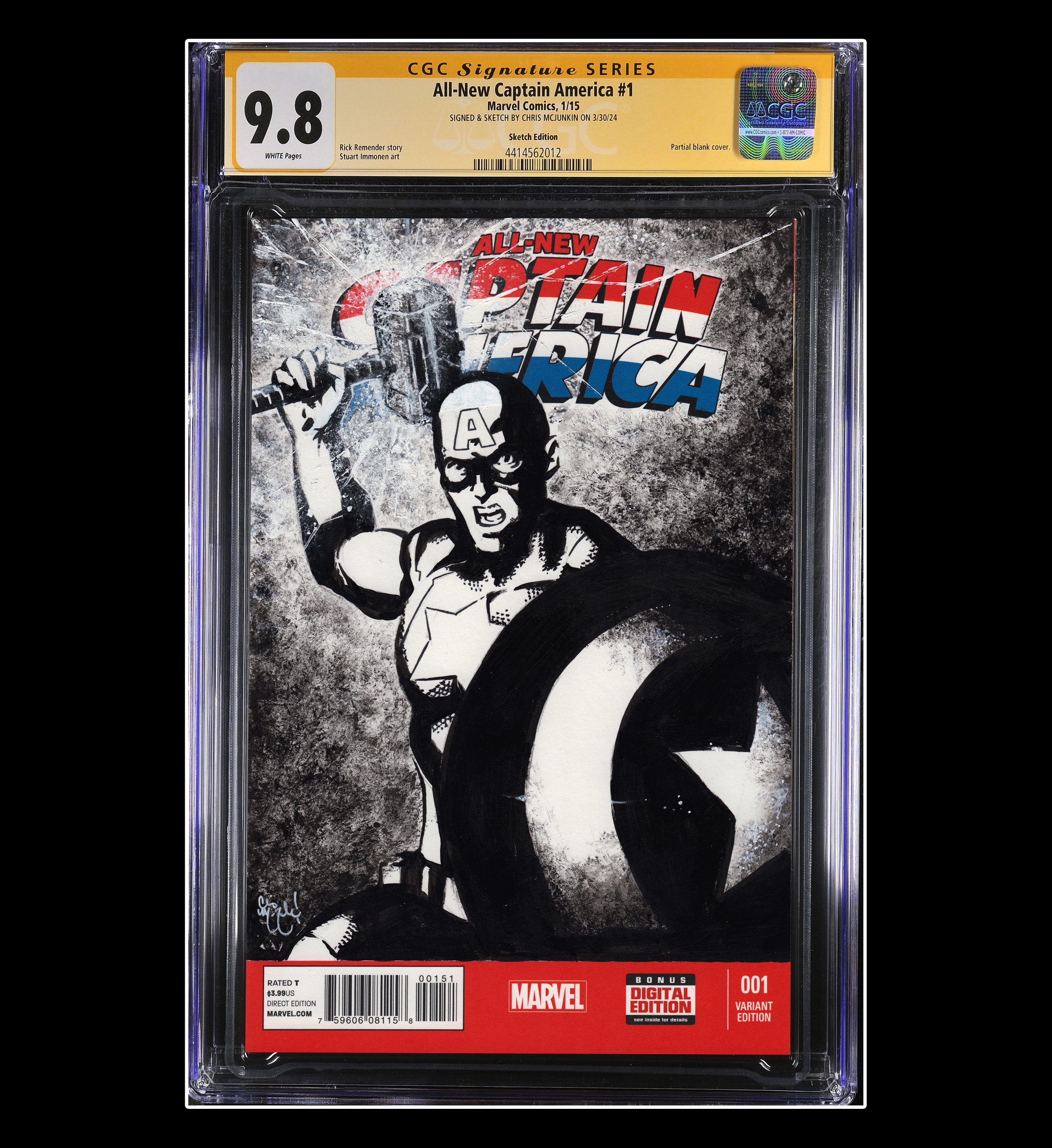 ALL-NEW CAPTAIN AMERICA #1 CGC GRADED SKETCH COVER