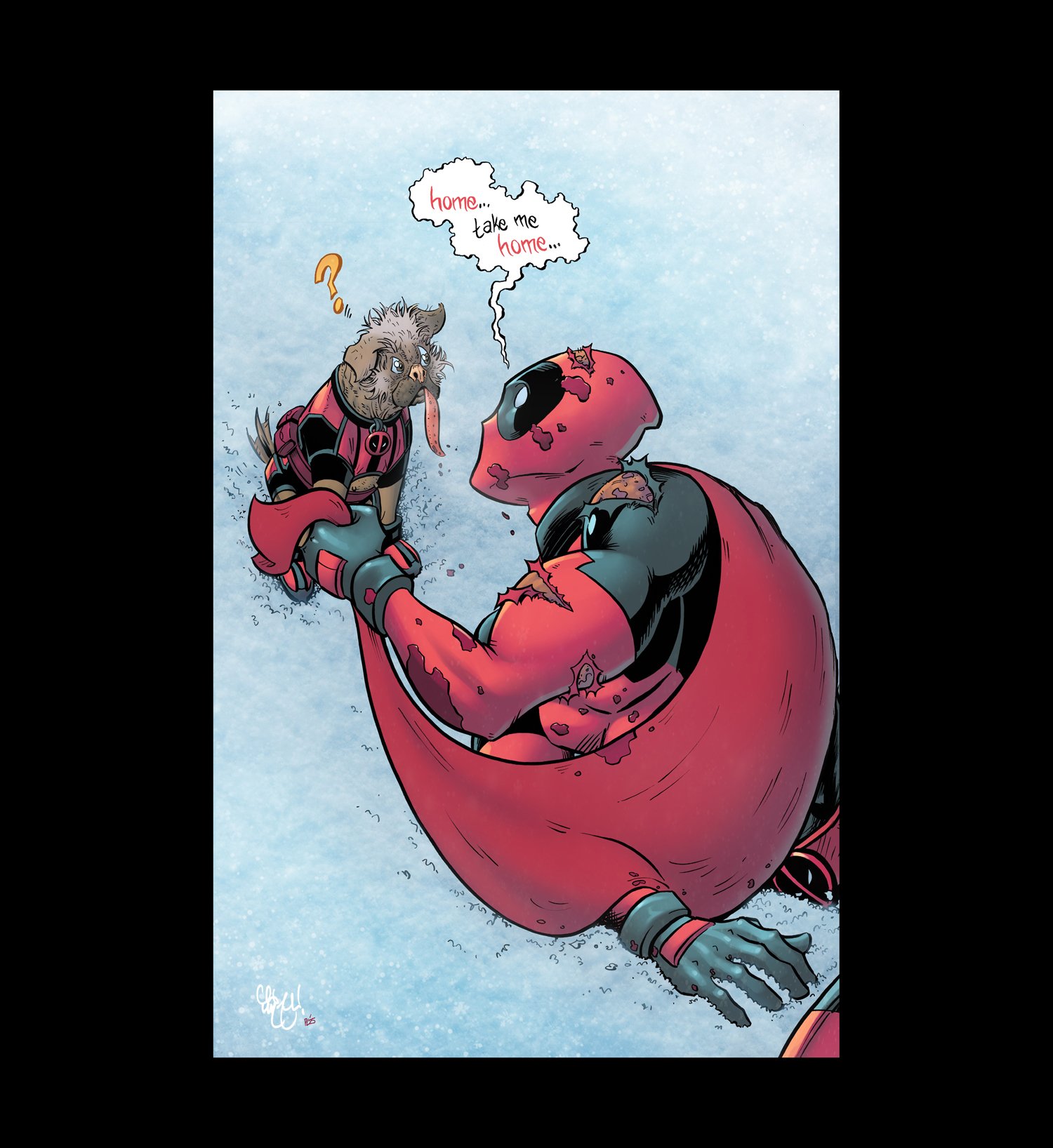 DOGPOOL DEADPOOL SUPERMAN PARODY 11x17 SIGNED PRINT
