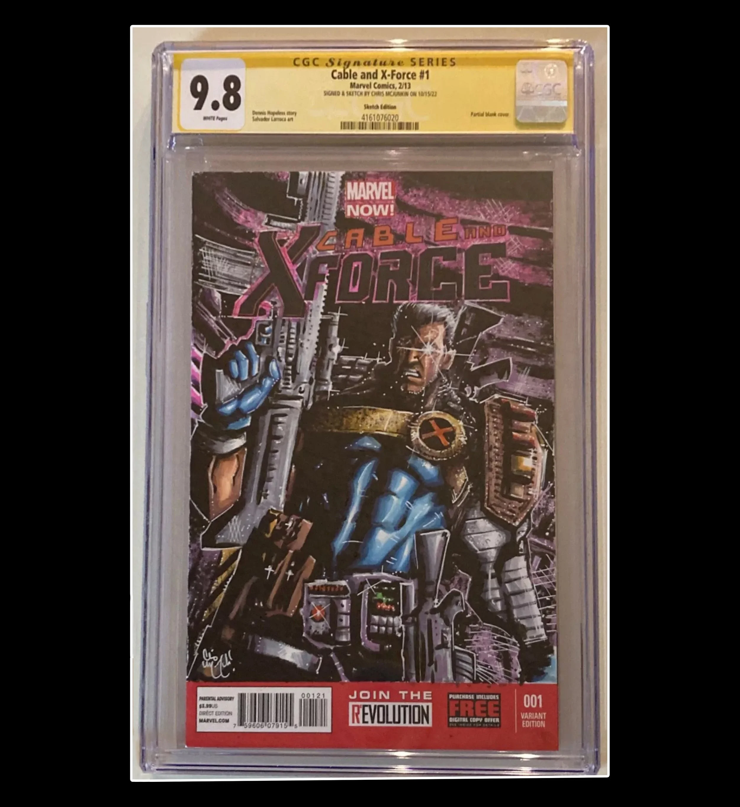 CABLE AND THE X-FORCE #1 PAINTED CGC GRADED SKETCH COVER