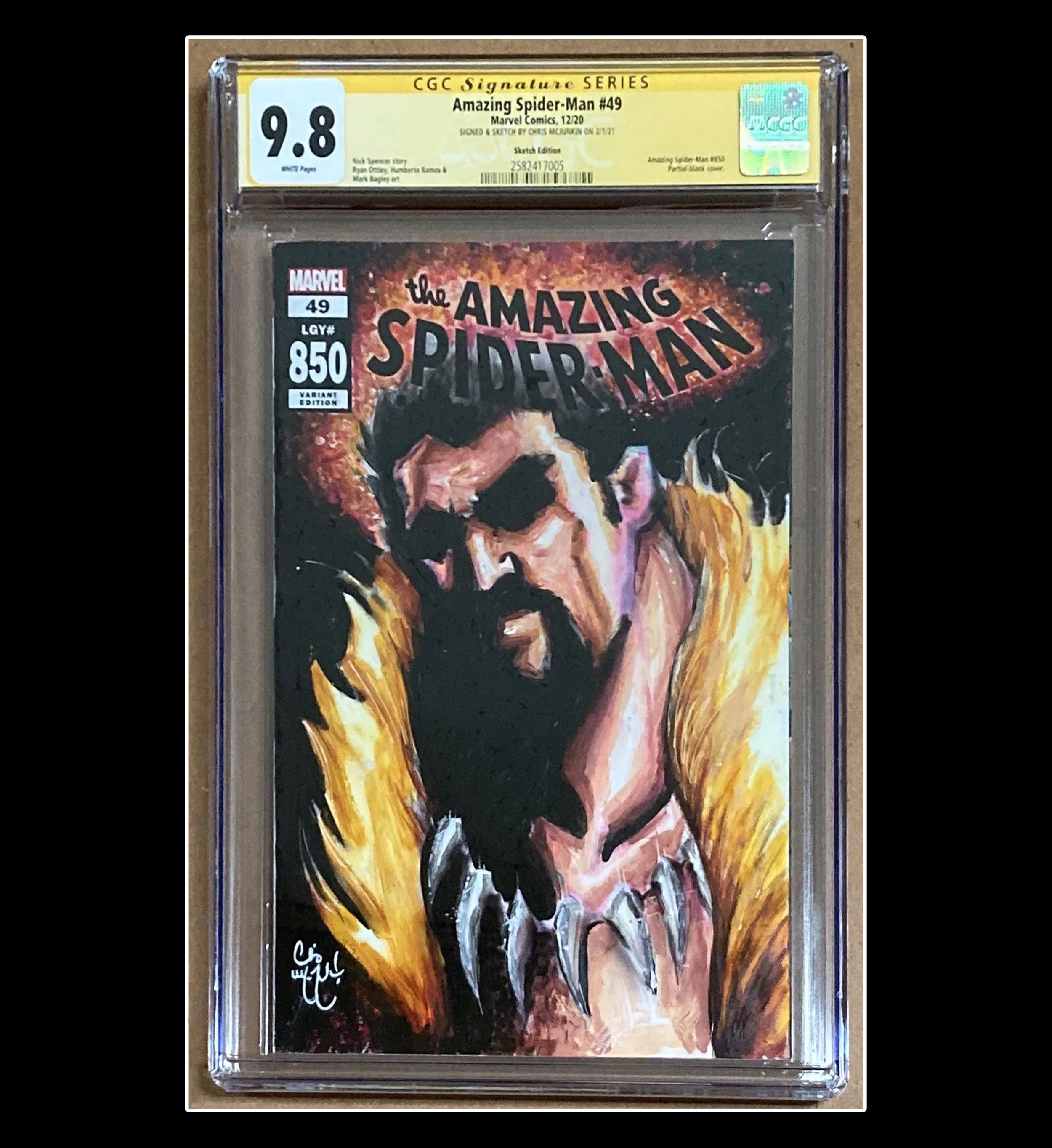 AMAZING SPIDER-MAN  #49/850 KRAVEN THE HUNTER 
PAINTED CGC GRADED SKETCH COVER