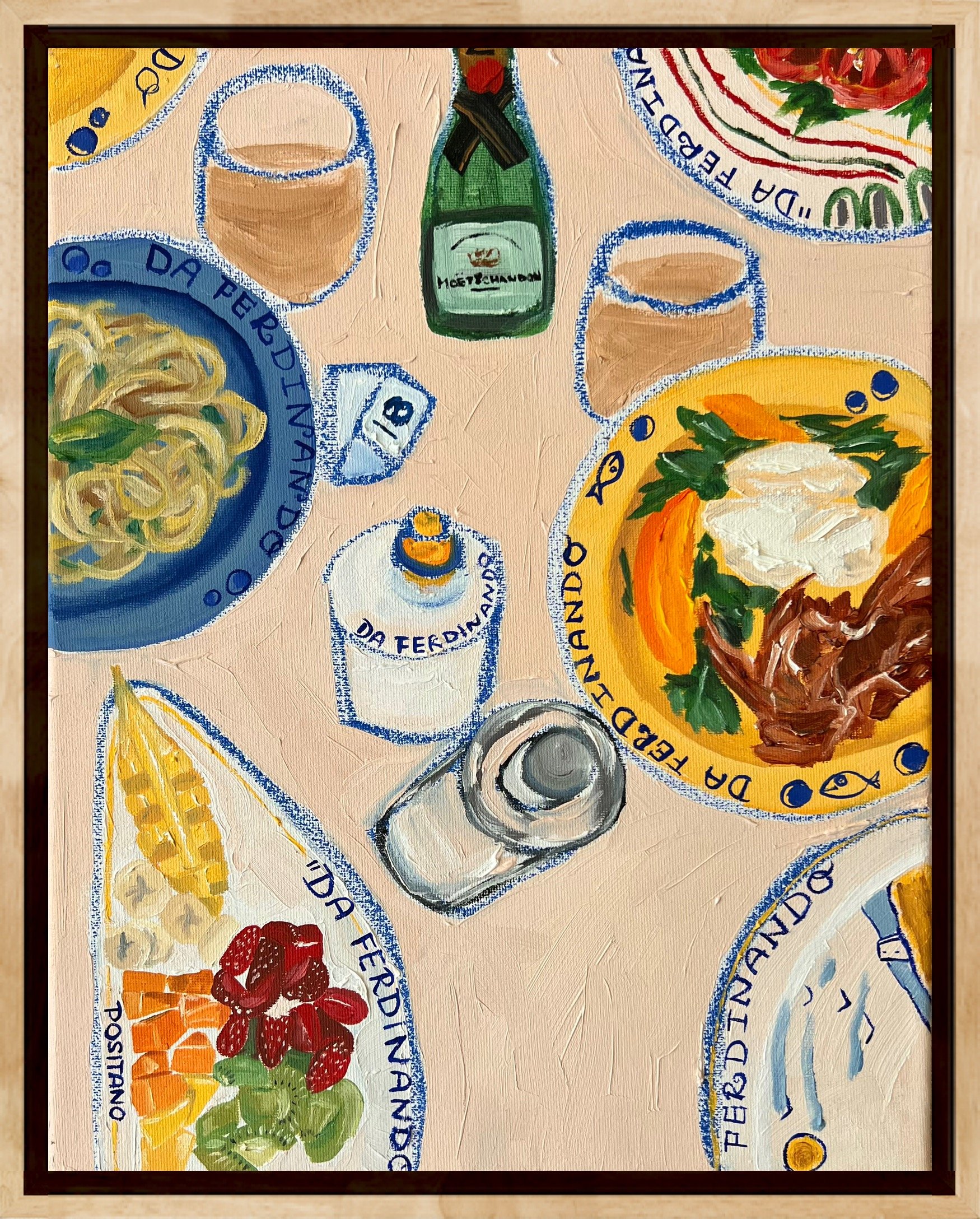 San Ferdinando Beach Club Day,2024, 11" w x 14" L, oil and pastel on canvas
