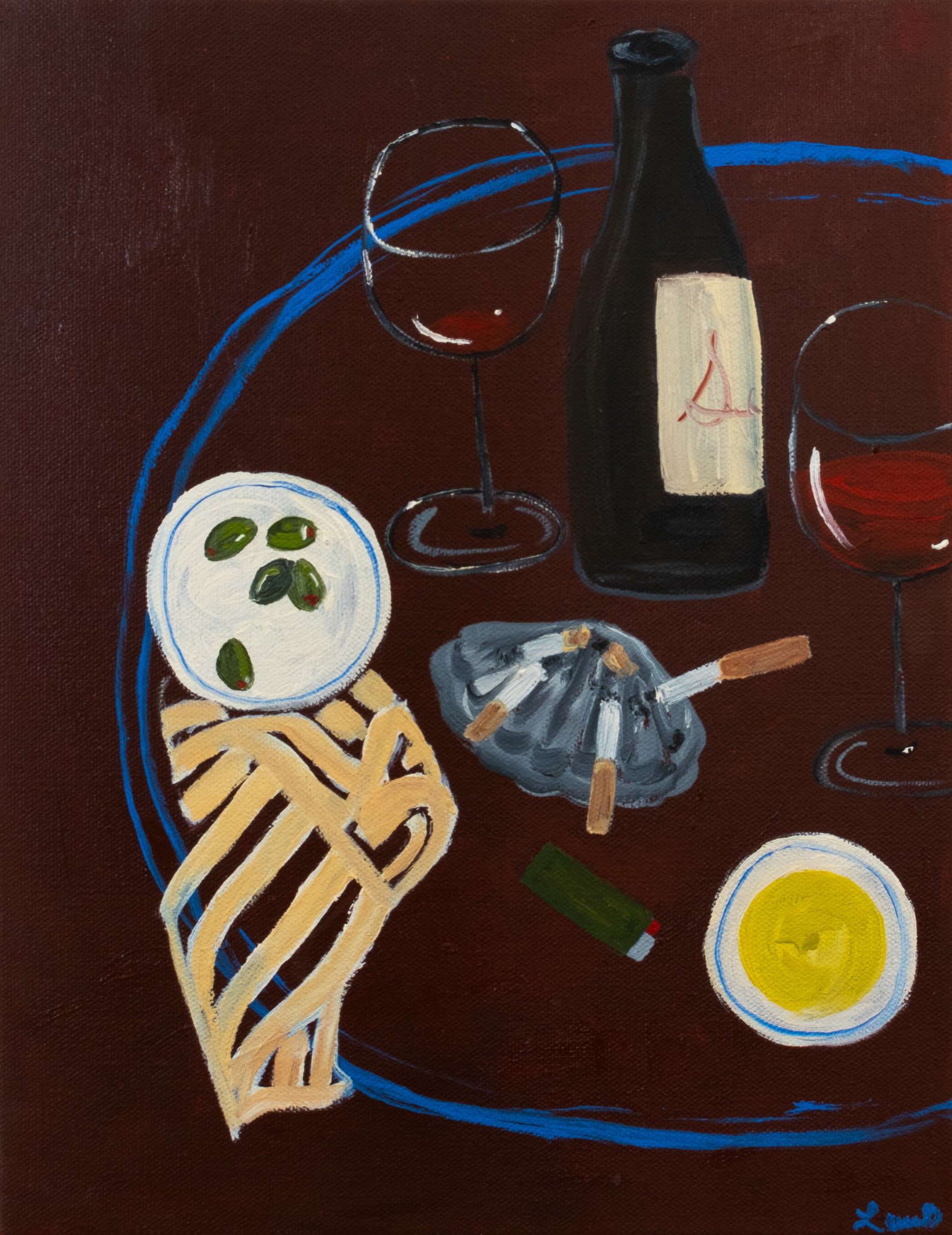 Vino and Stripes,2026, 11" w x 14" L, oil canvas