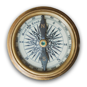 A compass pointing north