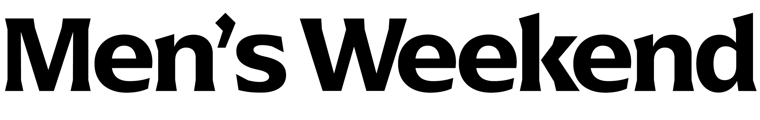 Outline text reading "Men's Weekend".