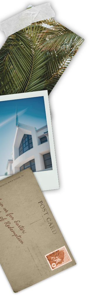 A collage of photos and a vintage postcard