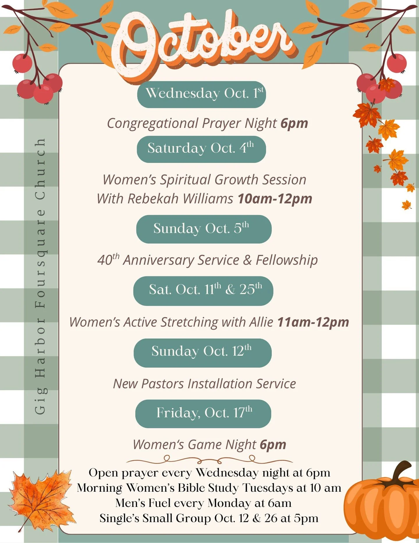 October at Gig Harbor Foursquare 🍂🍁