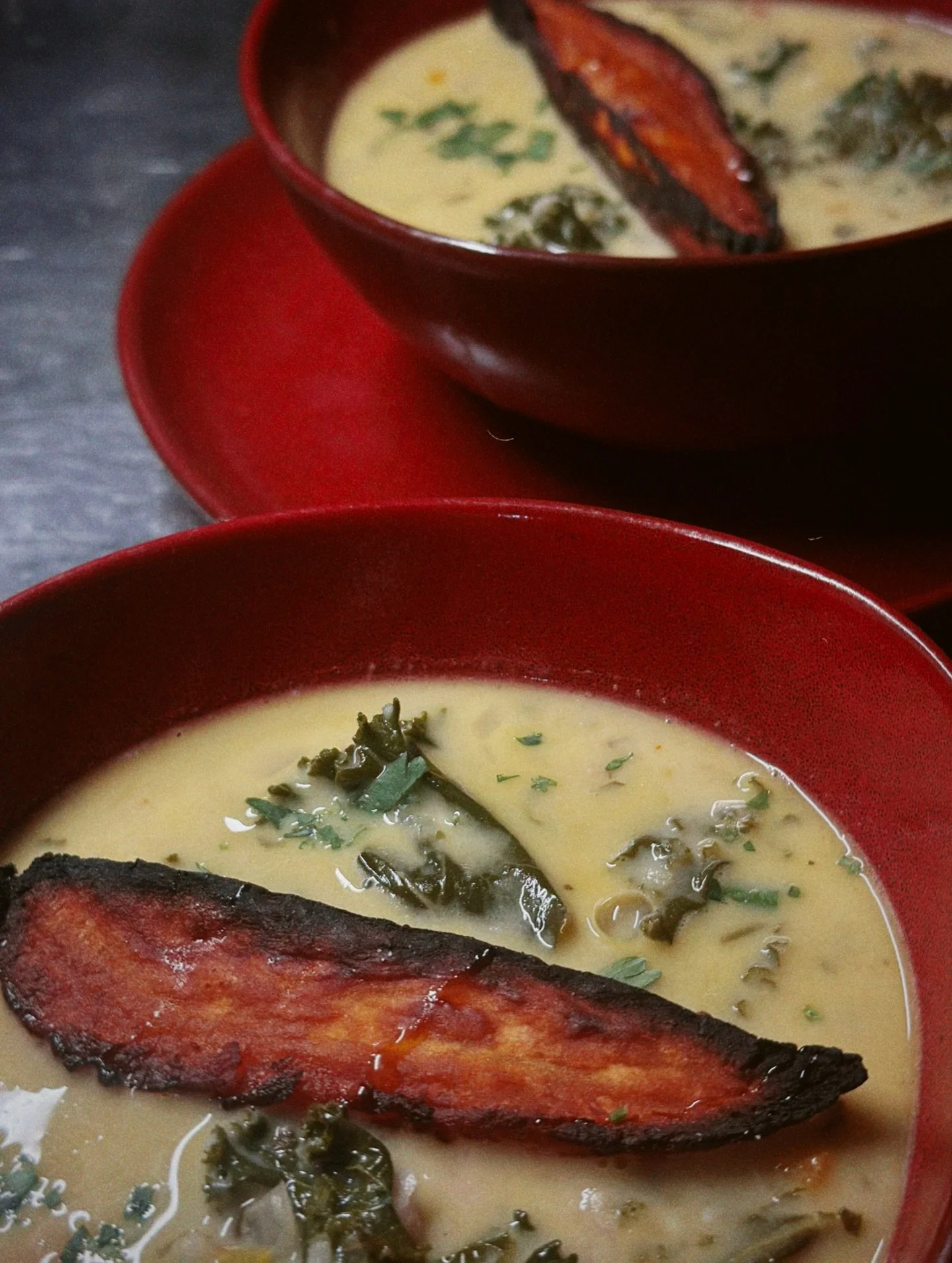 Tuscan Kale Soup | chickpeas, sweet potato, mirepoix, coconut milk