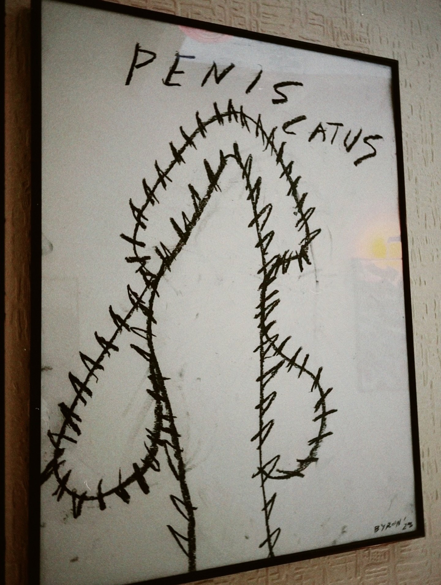 STOLEN!!!!!!

In a heist rivaling that of the recent Louvre Crown Jewels, our beloved work &ldquo;PENIS CATUS&rdquo; by @byronfredericks has been STOLEN!!!
A reward of a dinner and bar tab is available with NO QUESTIONS ASKED, NO CHARGES LAID to pers