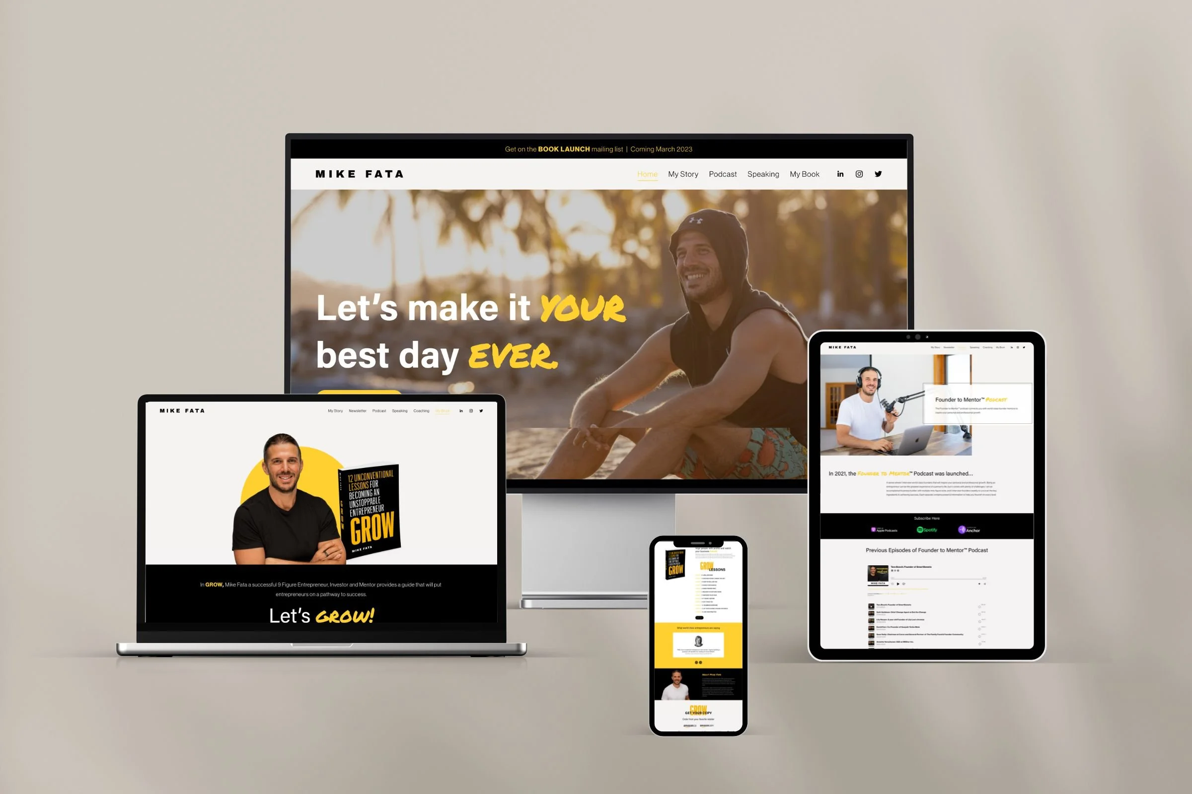 Squarespace website device mockup for a Personal brand