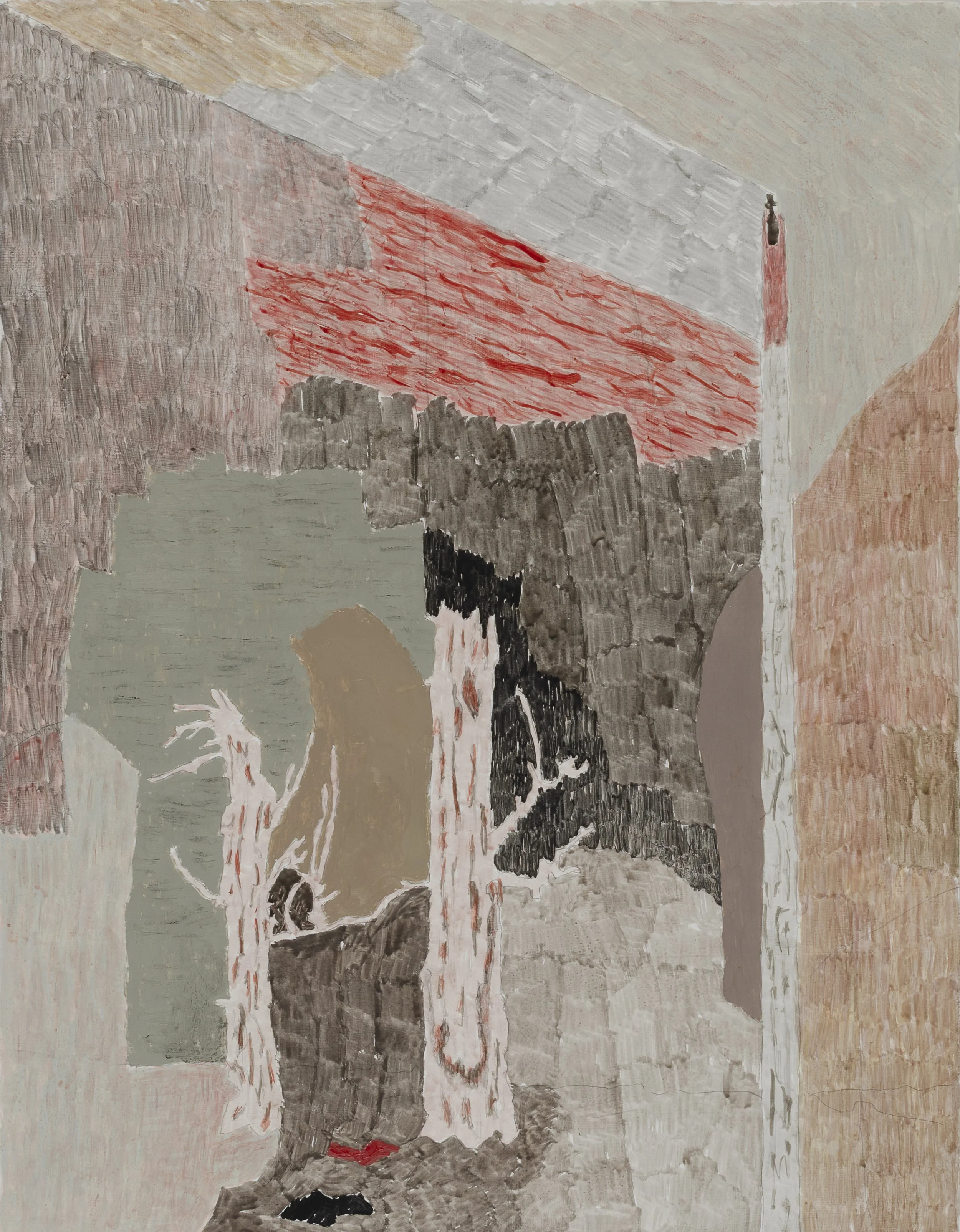 Three, 2025. Egg tempera and oil on linen-covered panel, 18" x 14"