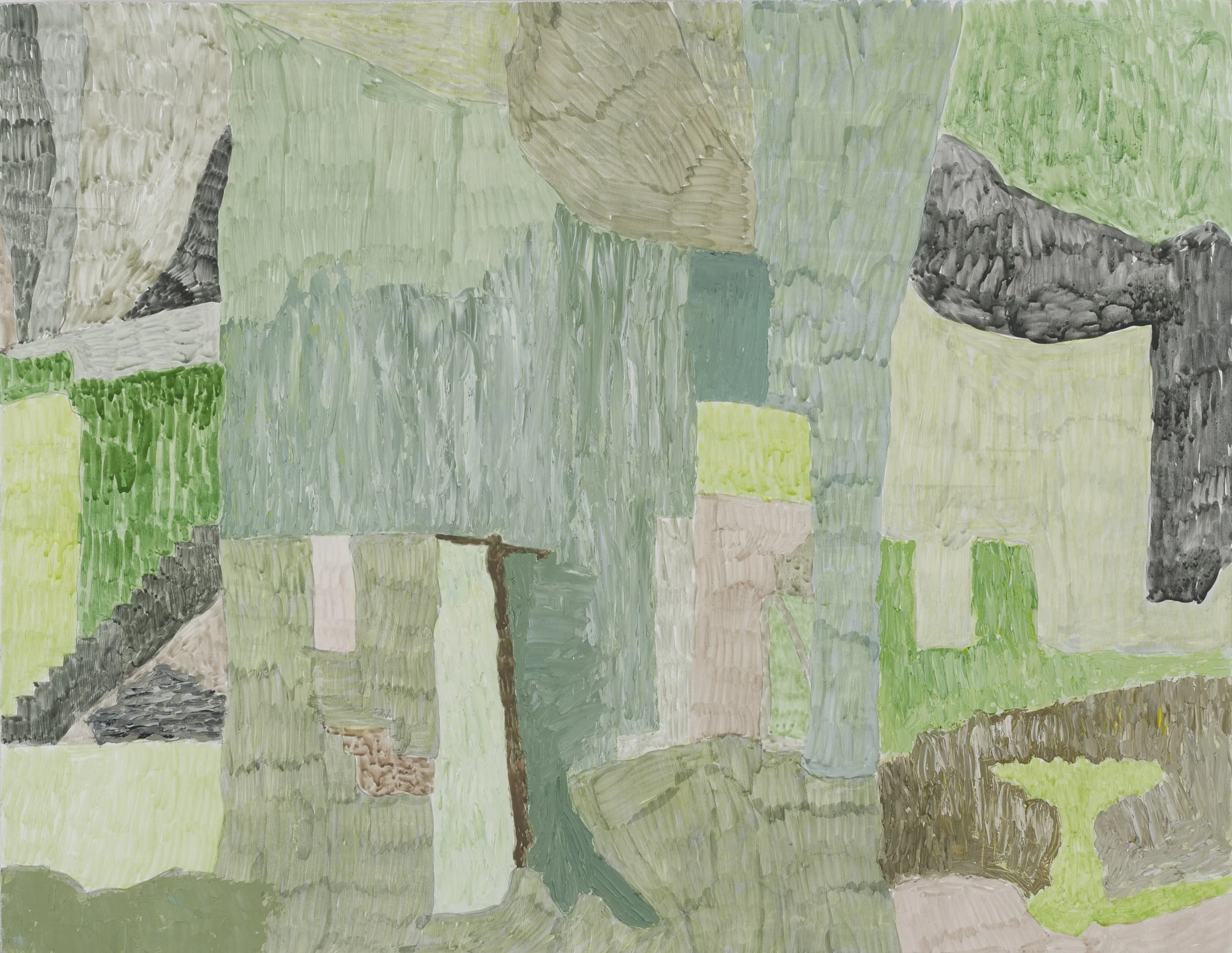 Bath, 2024. Egg tempera and oil on canvas-covered wood panel, 14" x 18"