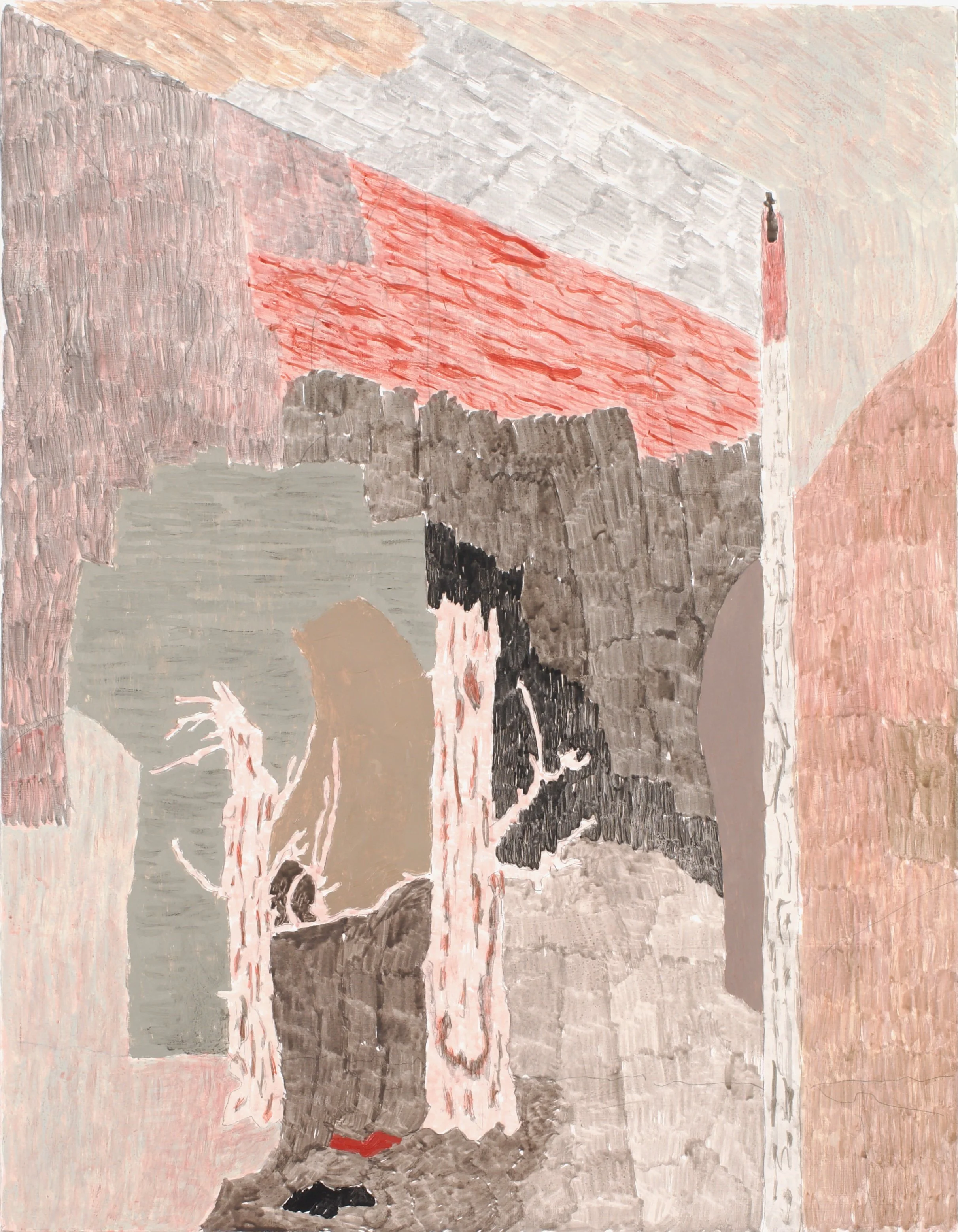 Three, 2025. Egg tempera and oil on linen-covered panel, 18" x 14"