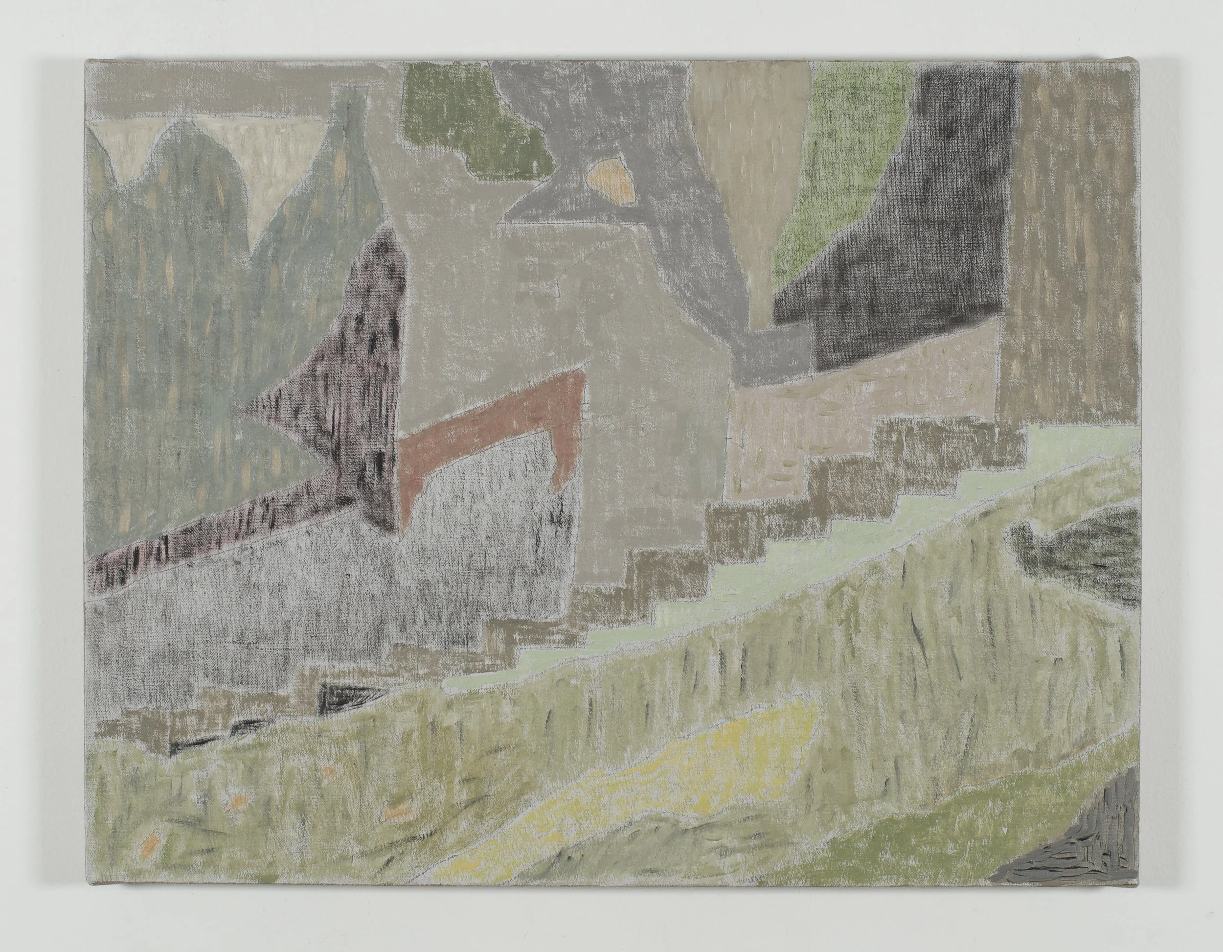 Steps, 2025. Oil on linen-covered panel, 14" x 18"