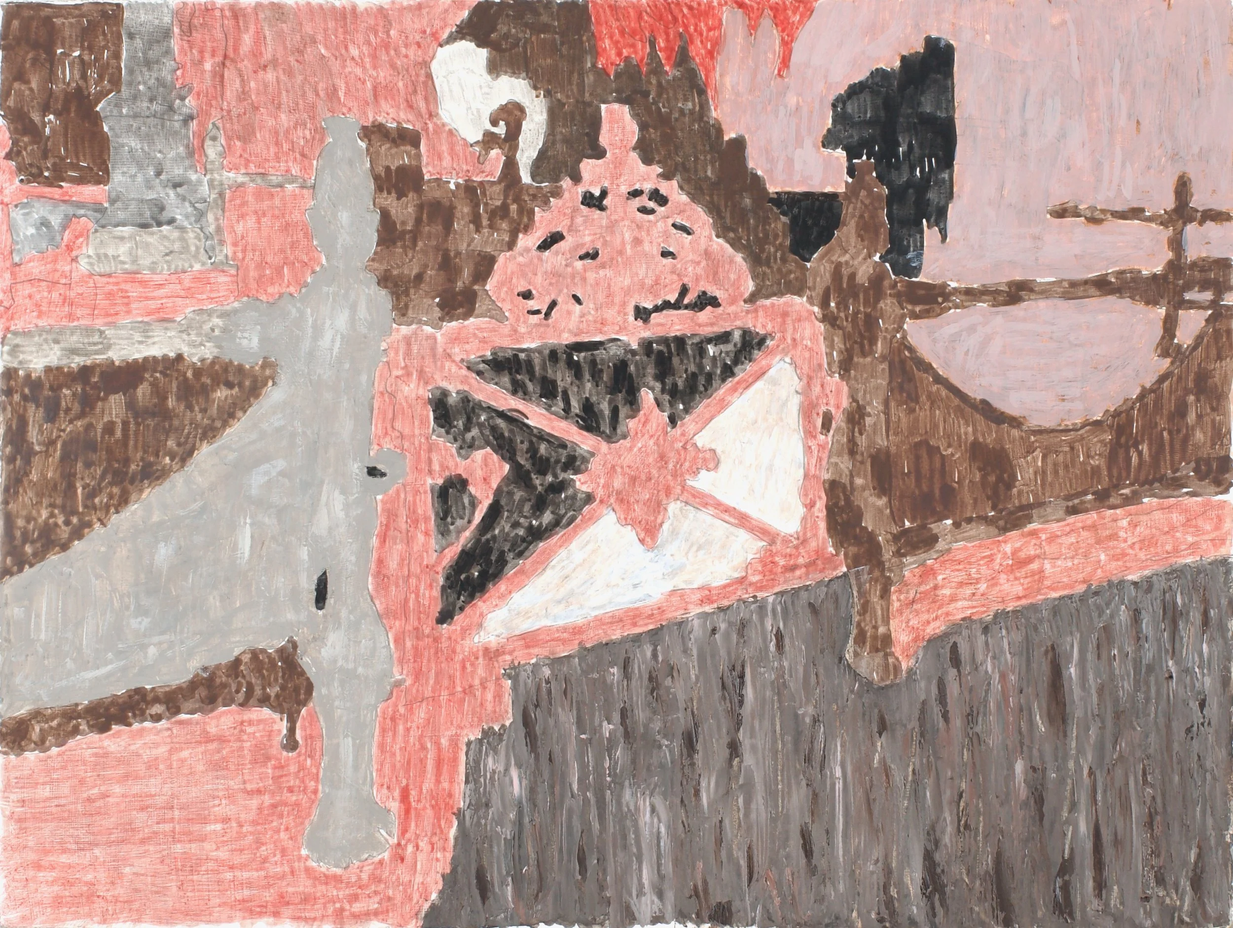 Gate, 2025. Egg tempera and oil on linen-covered panel, 9" x 12"