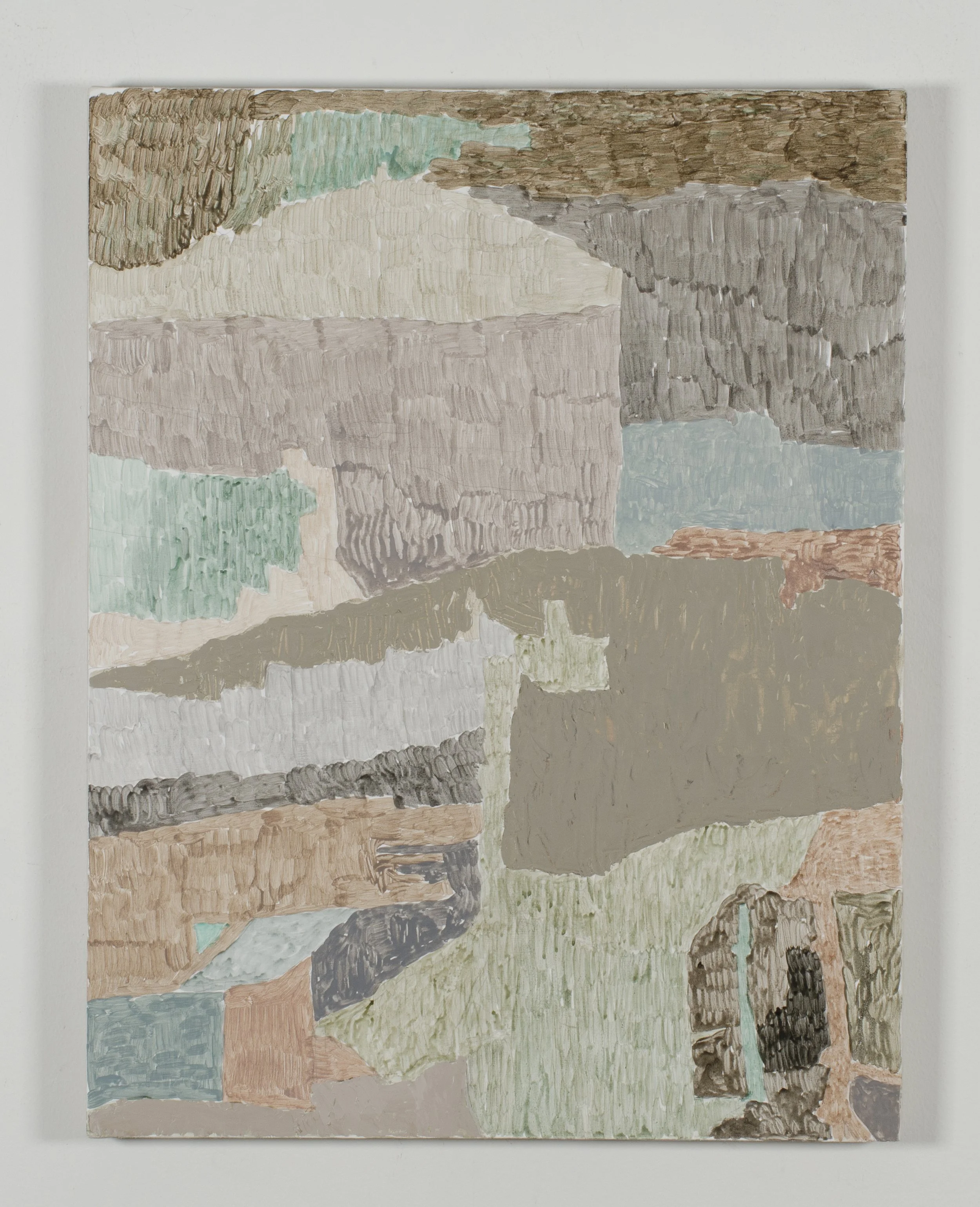 Driveway, 2025. Egg tempera and oil on linen-covered panel, 18" x 14"