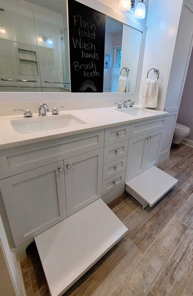 Titus Built Children's Vanity with Custom Blackboard and Stepping Stool