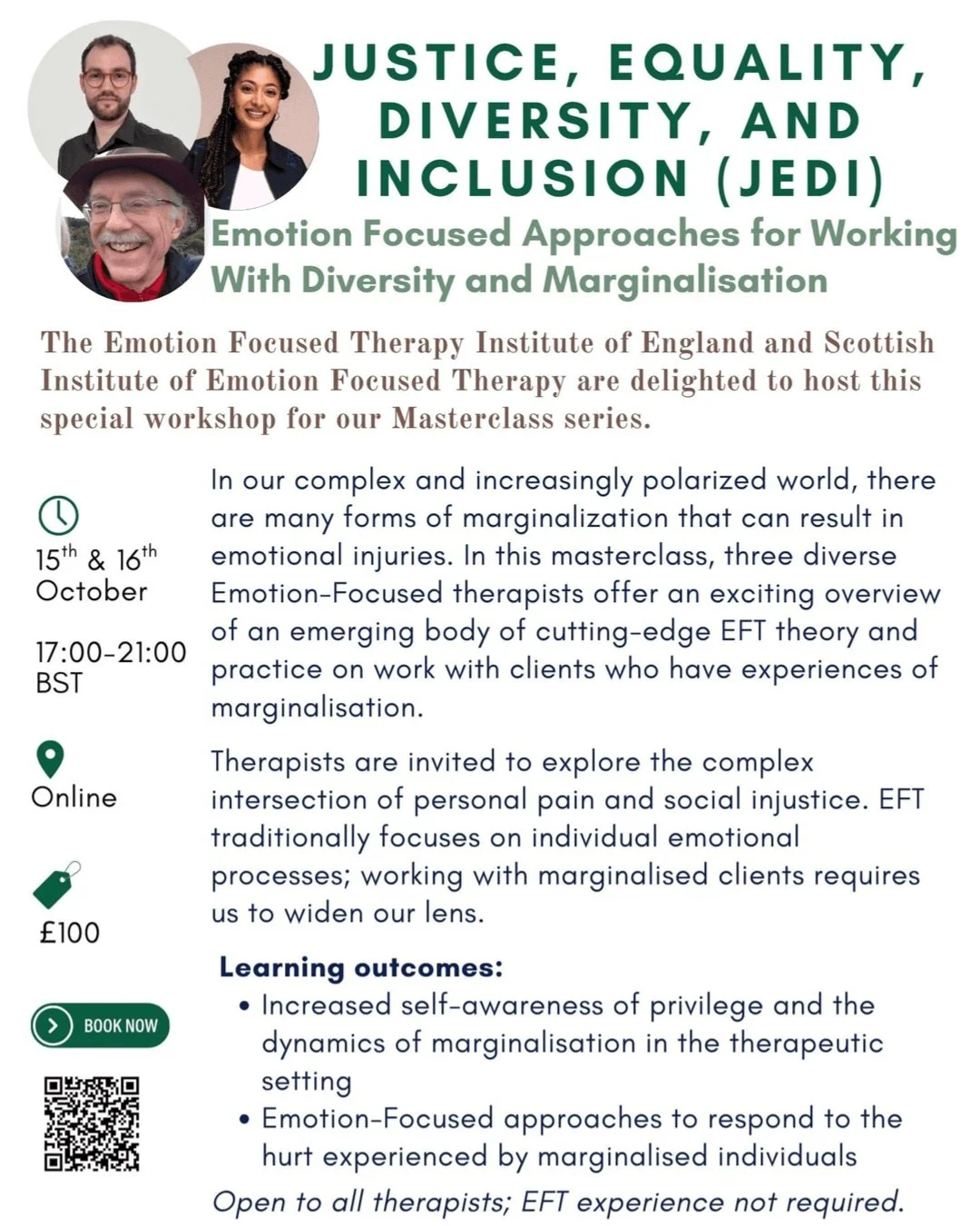 Emotional injuries often run deep, especially for those experiencing marginalization.

Join me with Robert Elliot and Dominique Mertens for a transformative masterclass hosted by the Emotion Focused Therapy Institute of England and the Scottish Insti