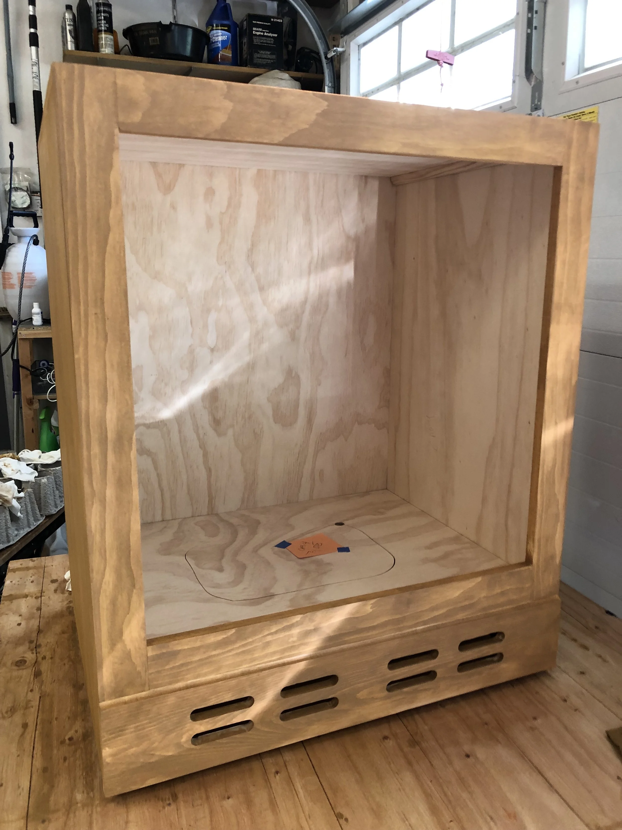 Cabinets designed with "kick heater vents"