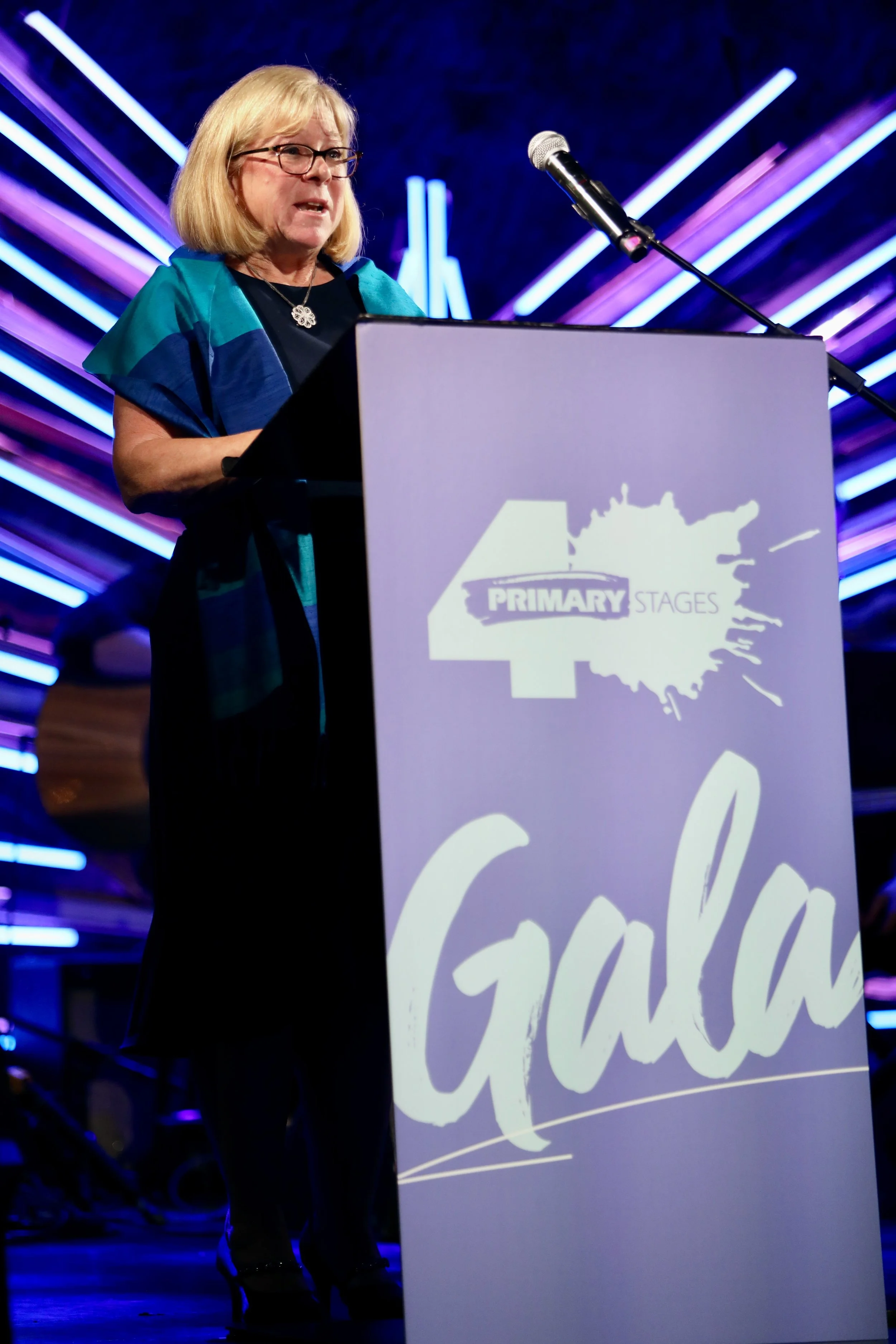 Cathy Bendall accepting the Theater Service Award