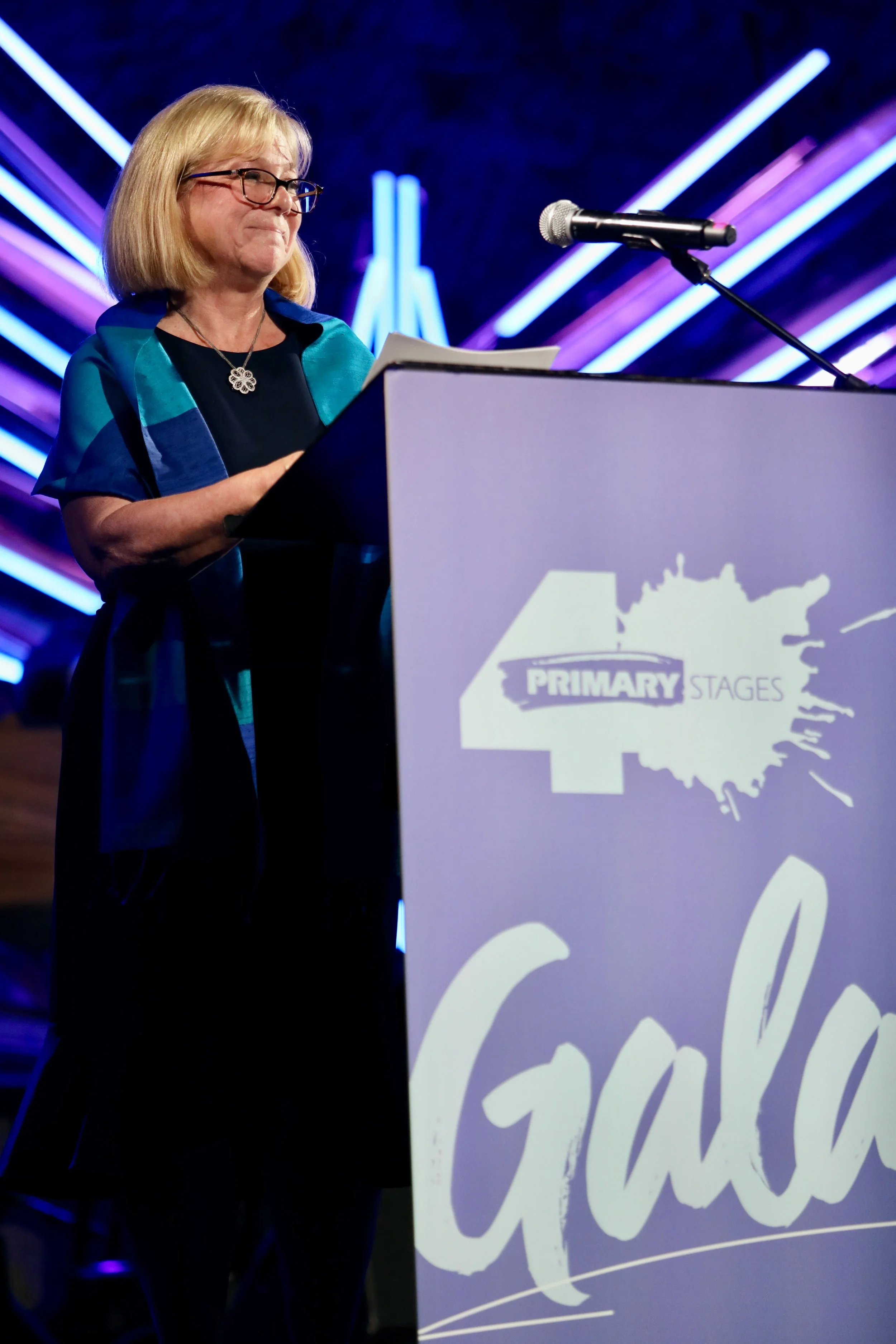 Cathy Bendall accepting the Theater Service Award