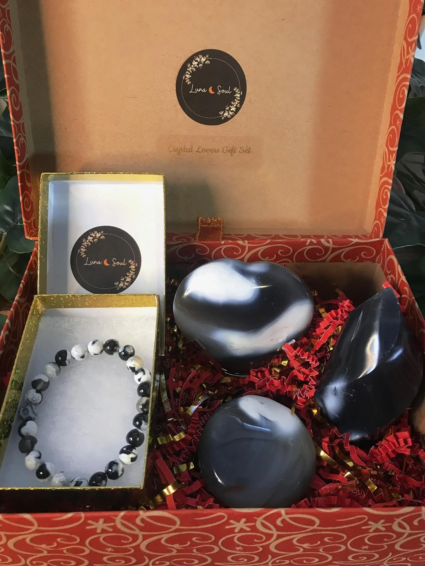 Crystal lovers gift sets have been lovingly curated with intention and are ready for the website launch on Friday! 🎁
 
This particular box is infused with the magic of Orca agate, a rare and unique stone that emits the energy of peace and serenity, 