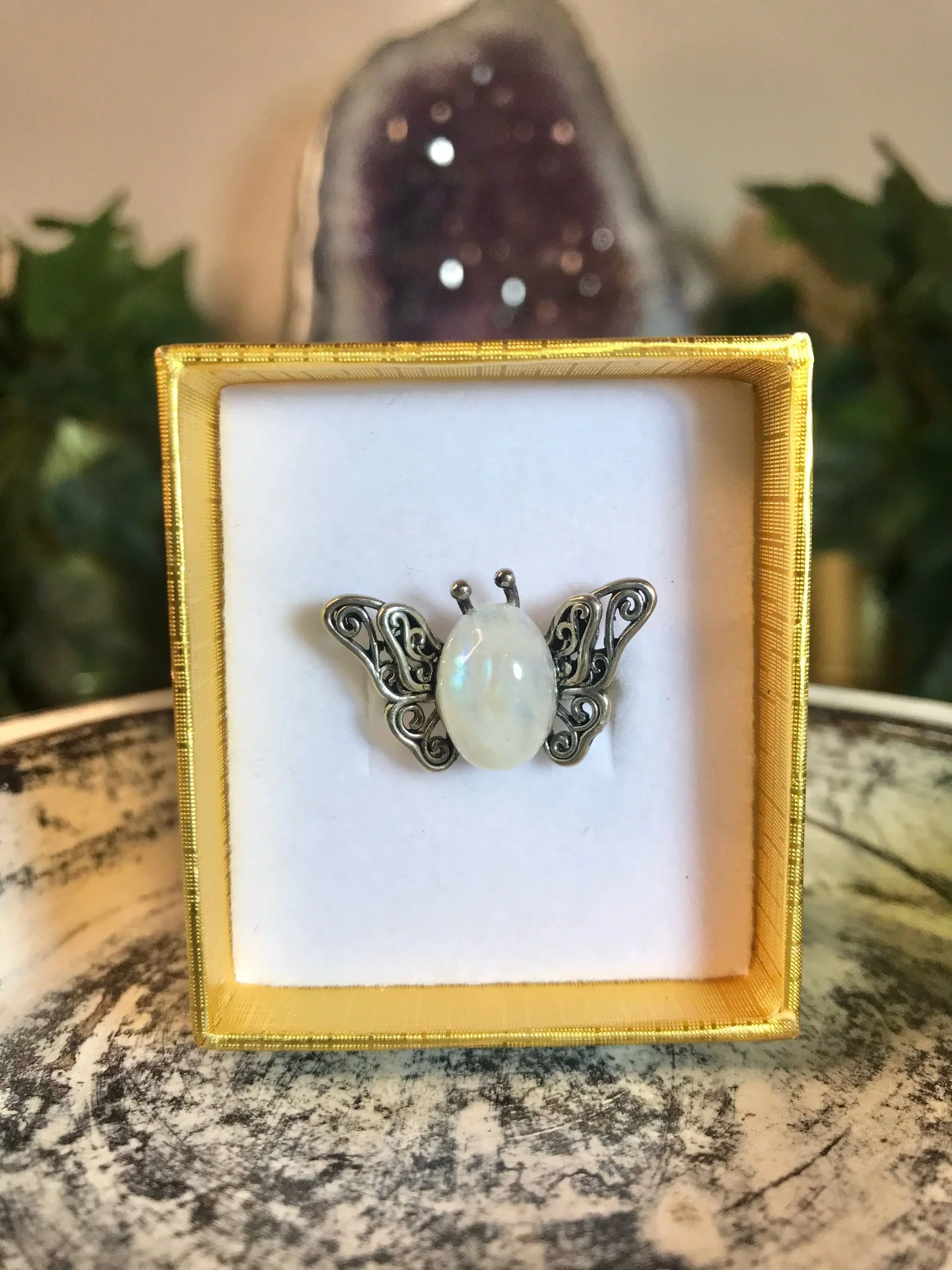 Butterfly Moonstone Ring