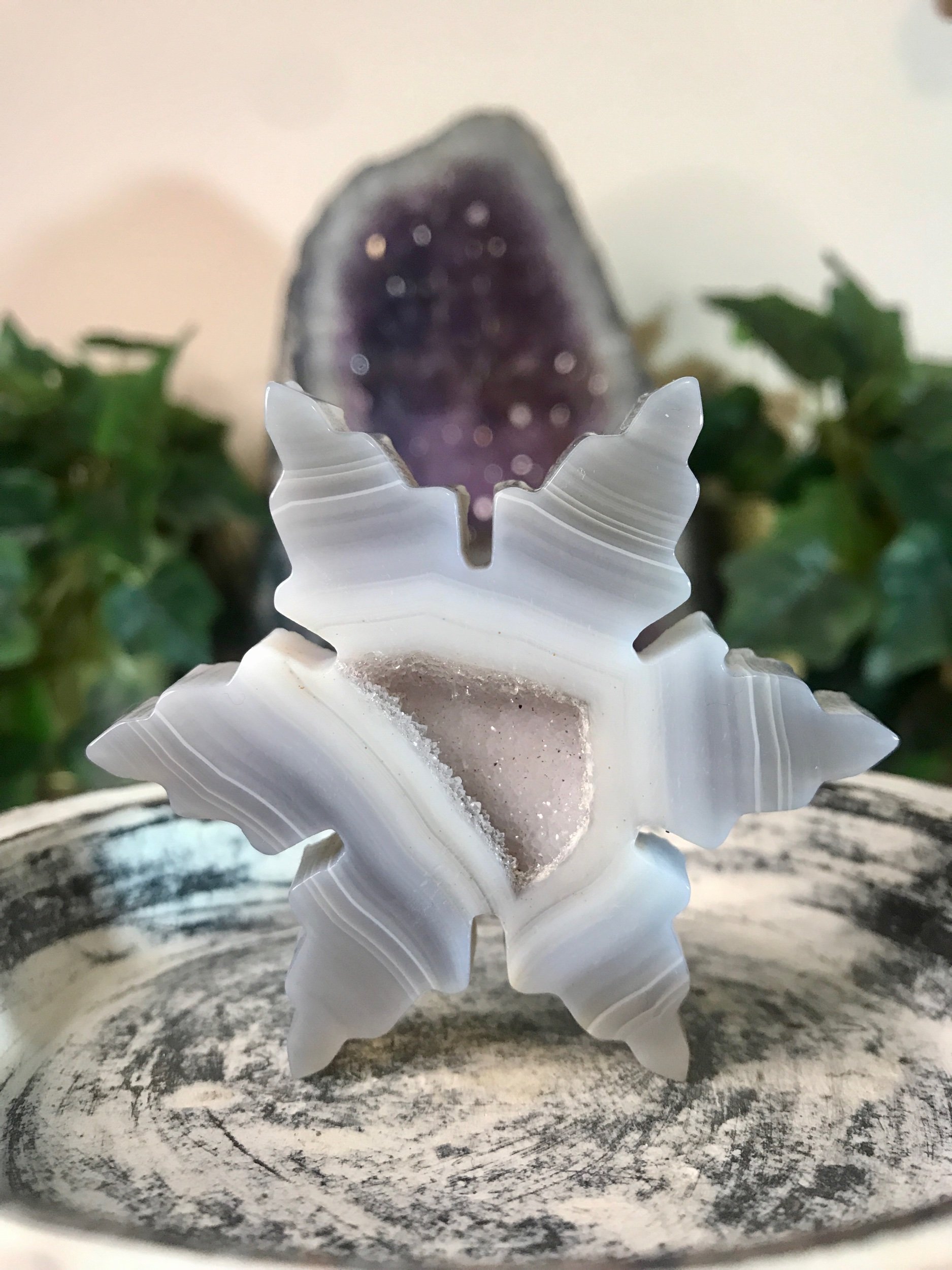 Druzy Agate Winter Snowflake
