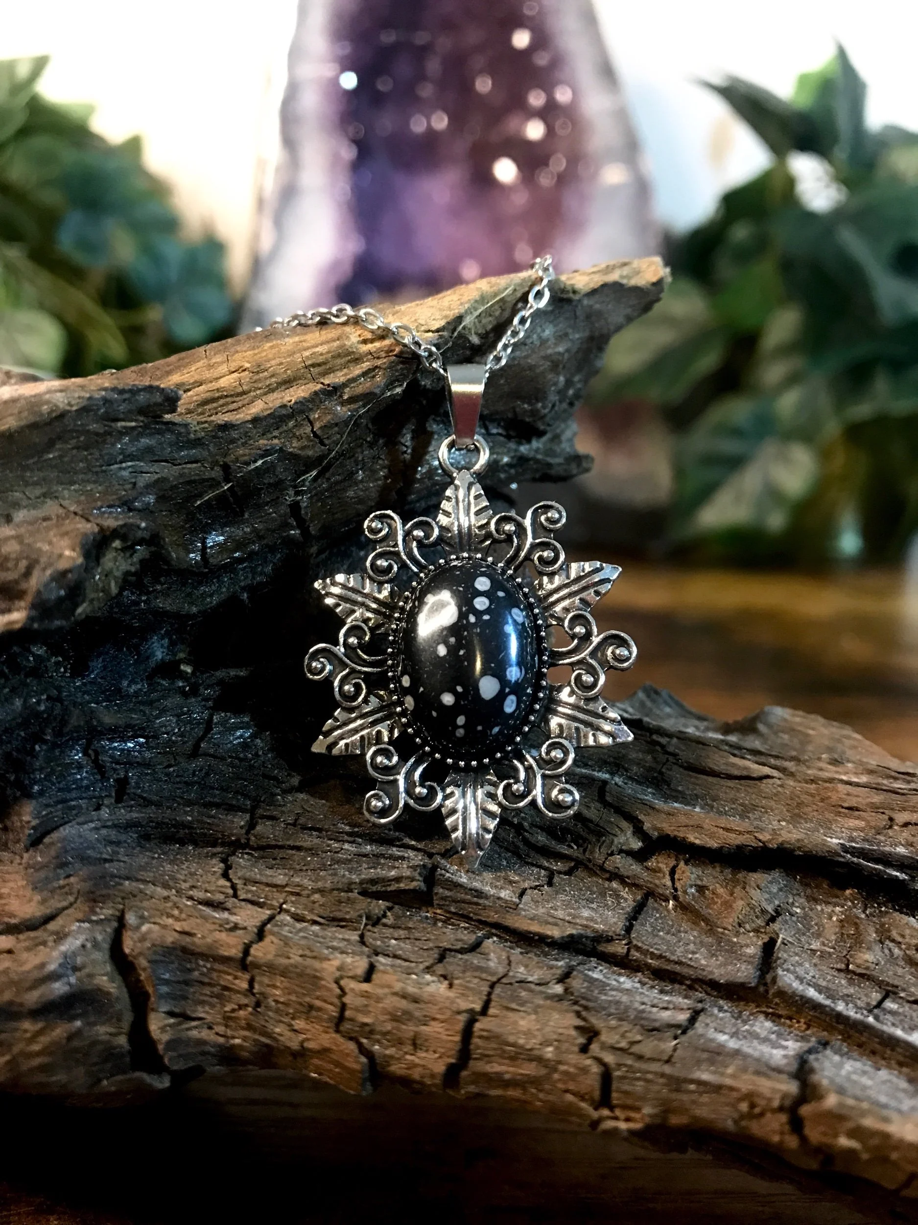 Snowflake Obsidian Necklace