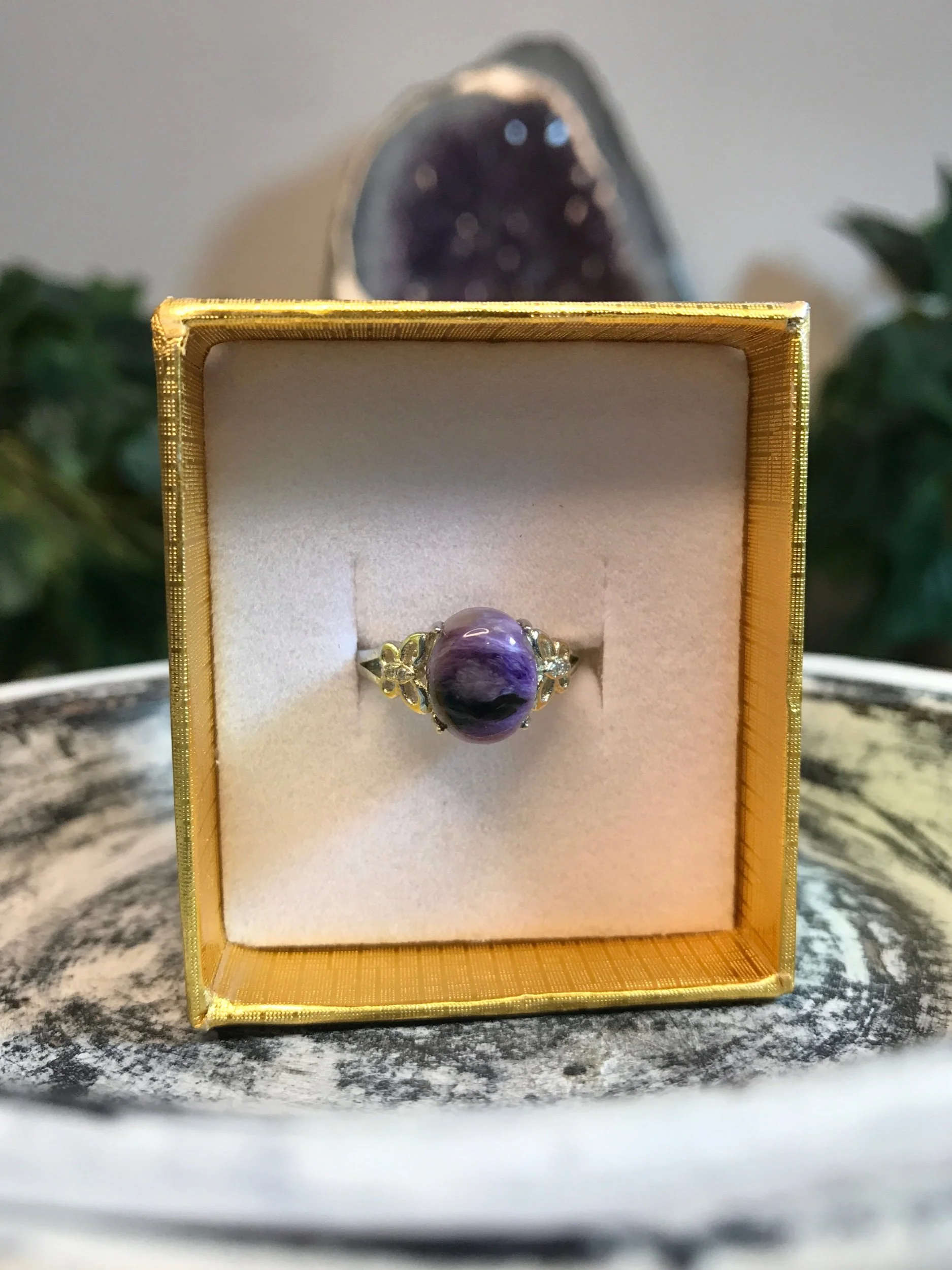 Charoite Sterling Silver Ring