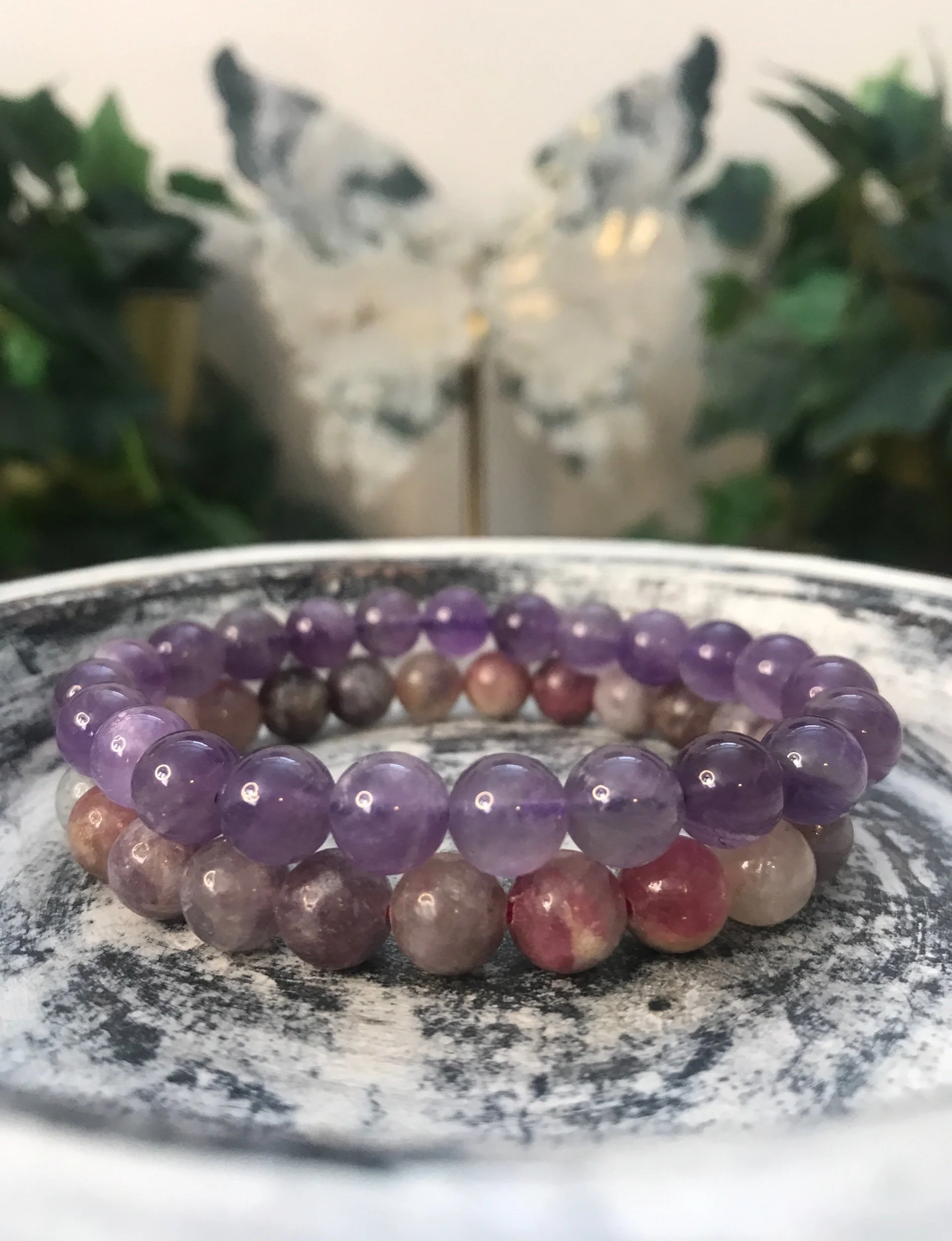 Unicorn Stone & Amethyst Bracelet Stack