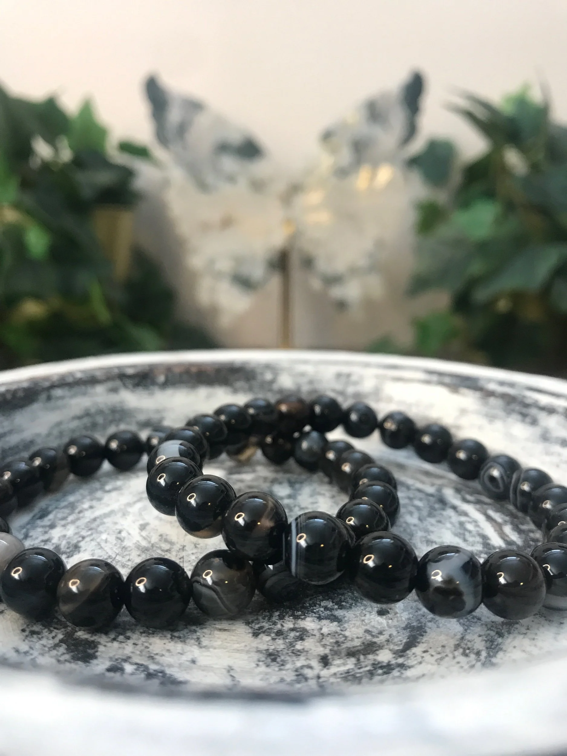 Black Banded Agate 8mm Bracelet