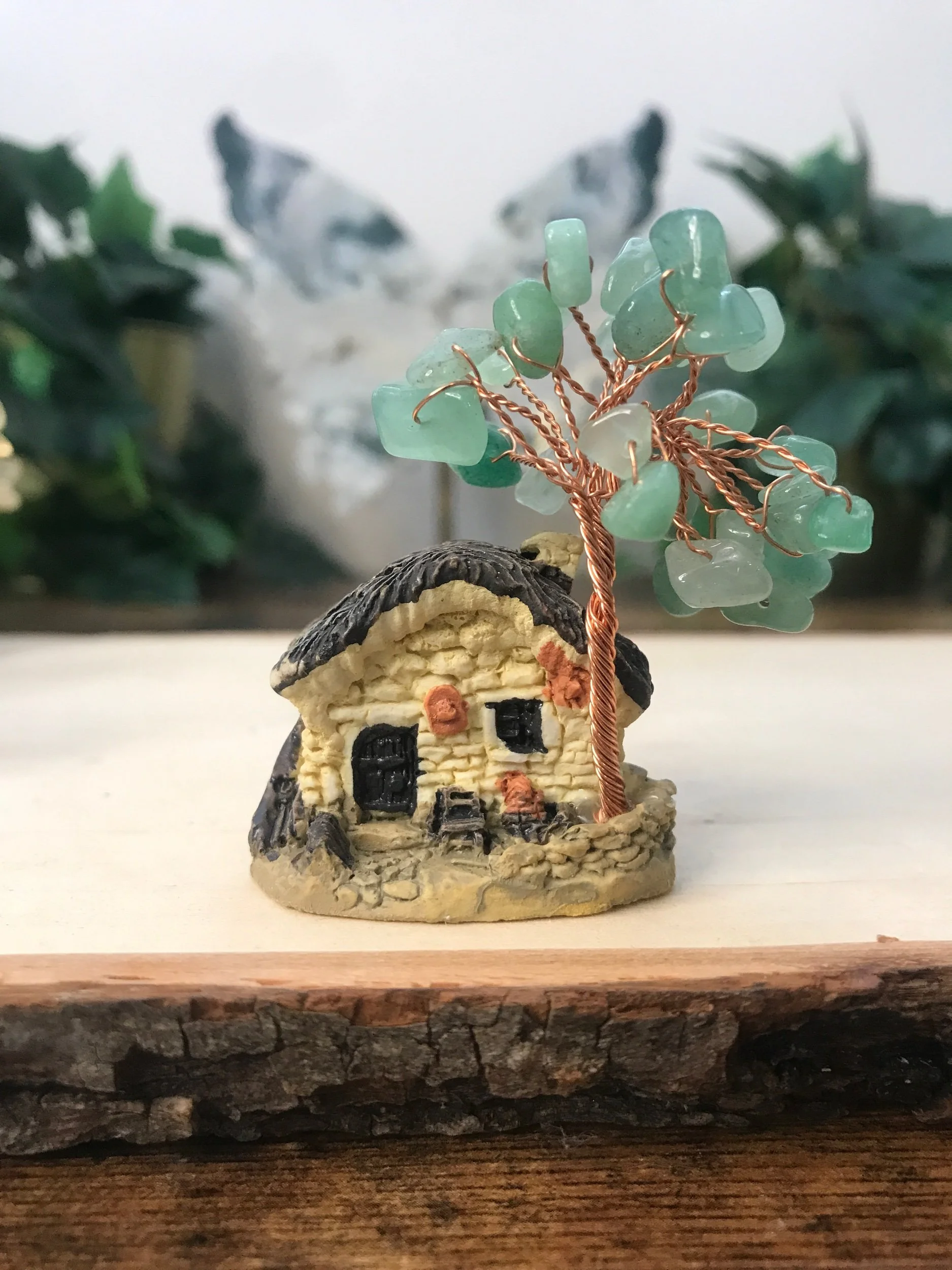 Green Aventurine Tree & Cottage