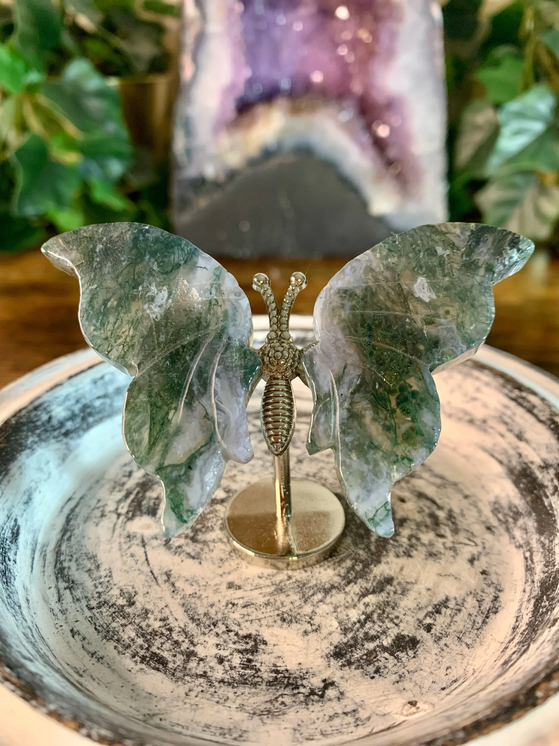 Moss Agate Butterfly