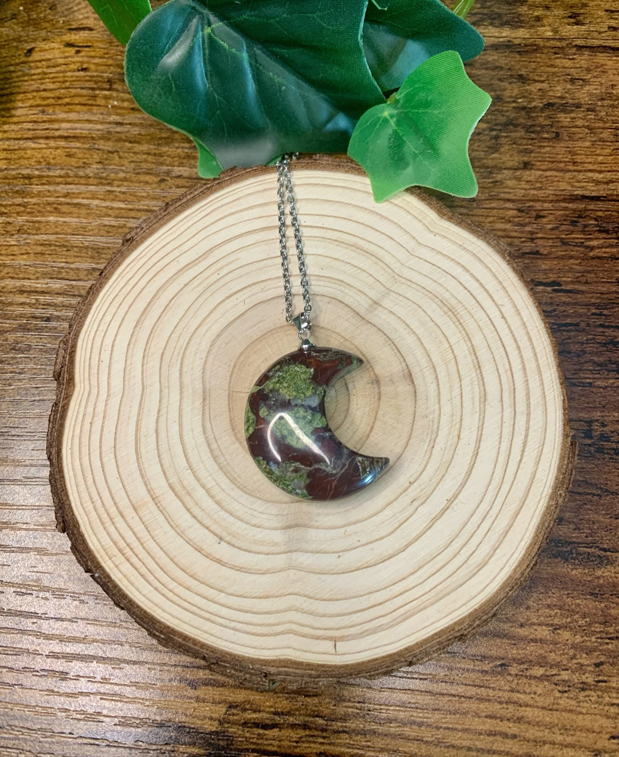 Dragon Blood Jasper Moon Necklace