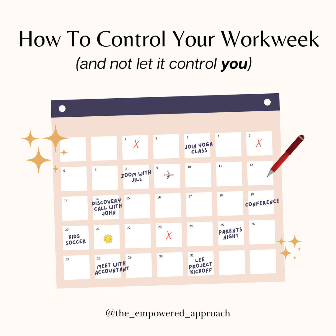 One of the most important things you can do for yourself as a business owner is find a way to schedule your calendar to control your workweek and make it for FOR you, not against. It takes time, but is so worth it!​​​​​​​​
​​​​​​​​
Swipe through to r
