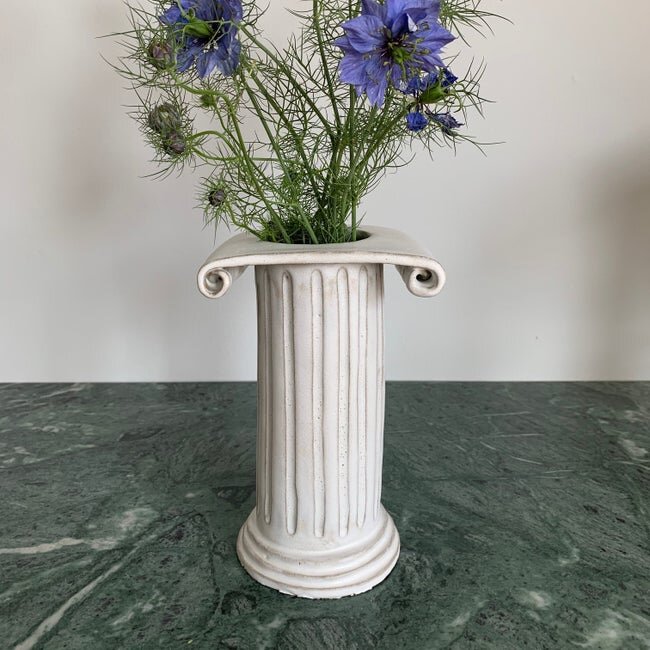 GREEK COLUMN OF STRENGTH STONEWARE VASE