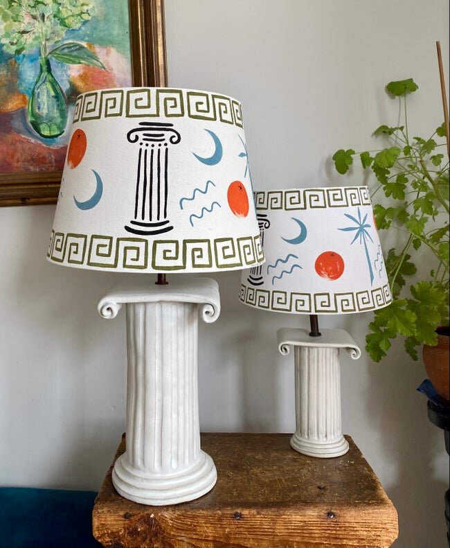Handmade ceramic stoneware lamp base in a classical column design, to bring warmth and strength to your home.